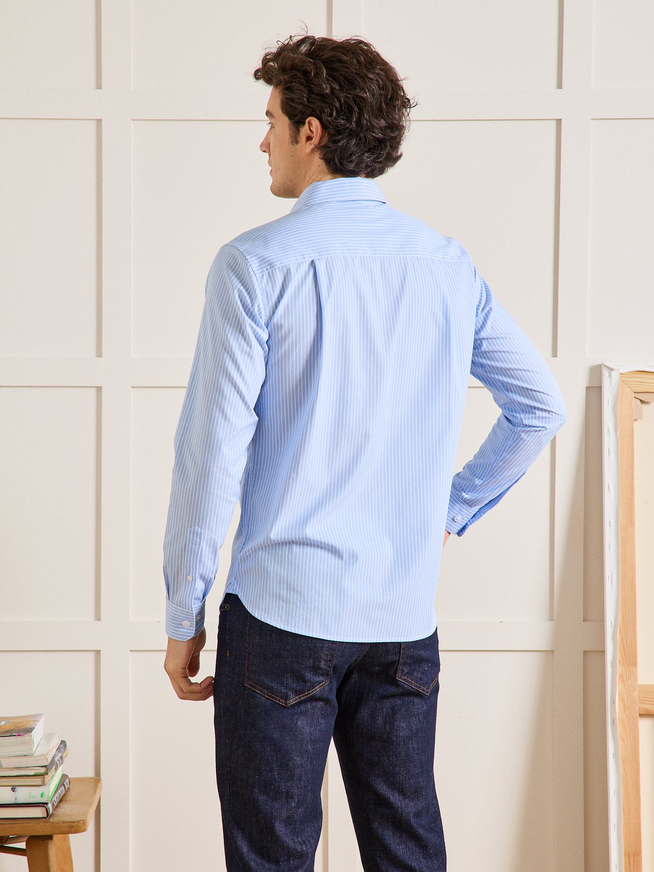 Gestreept slim fit herenhemd in popeline