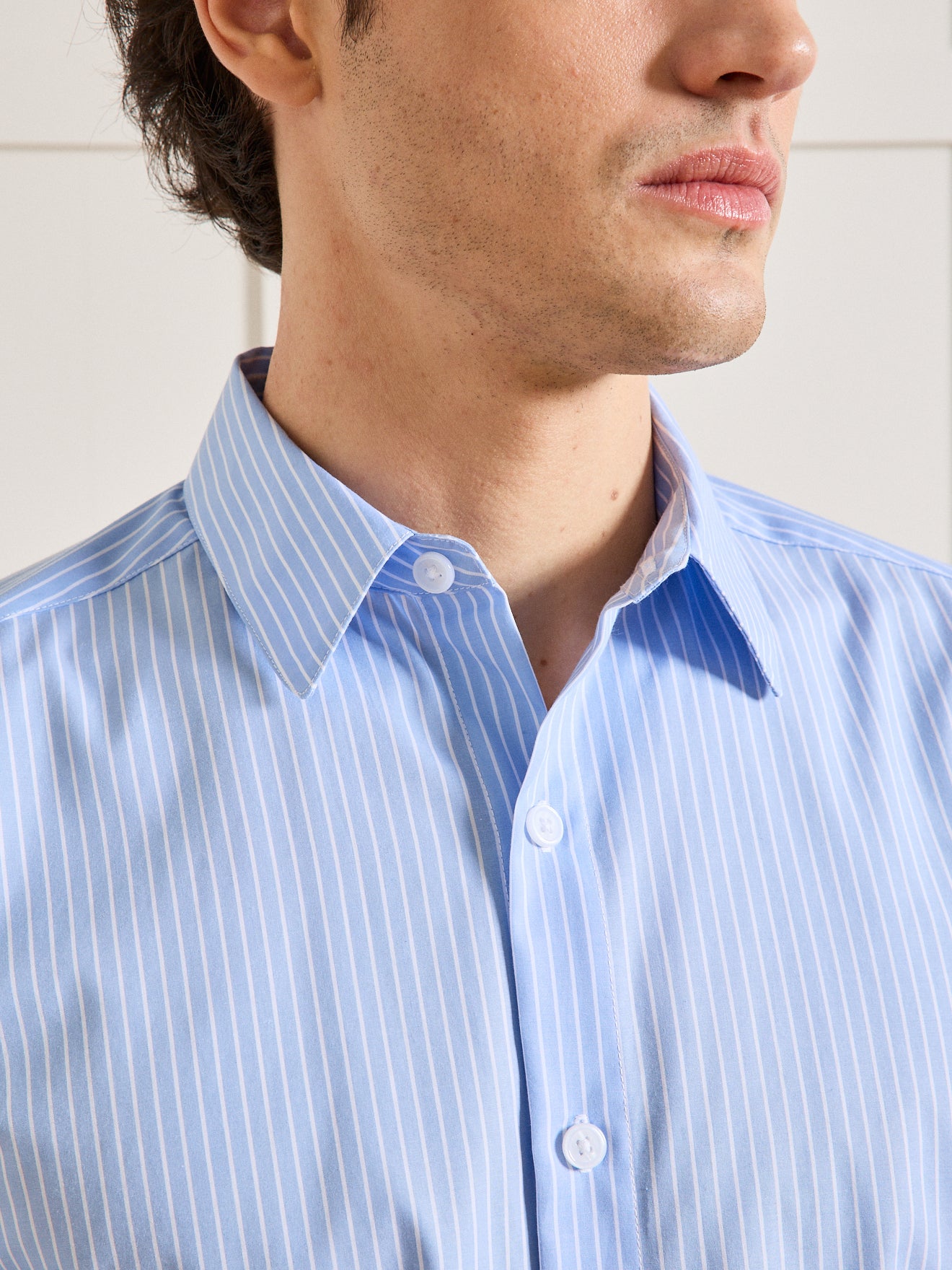Gestreept slim fit herenhemd in popeline