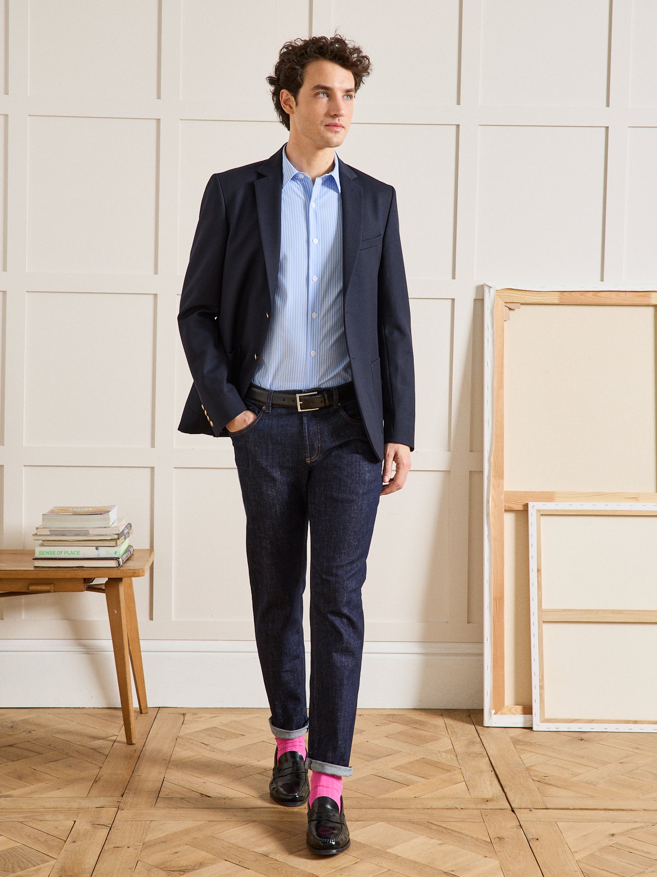Gestreept slim fit herenhemd in popeline