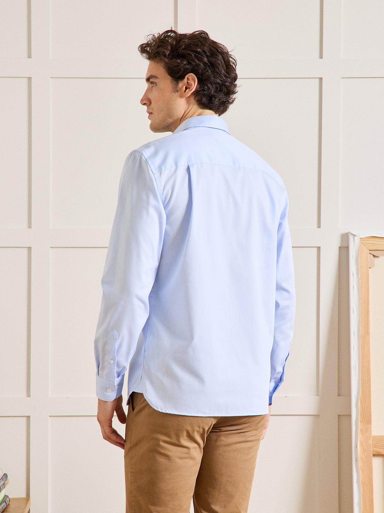 Effen regular fit herenhemd in katoenen twill, non-iron