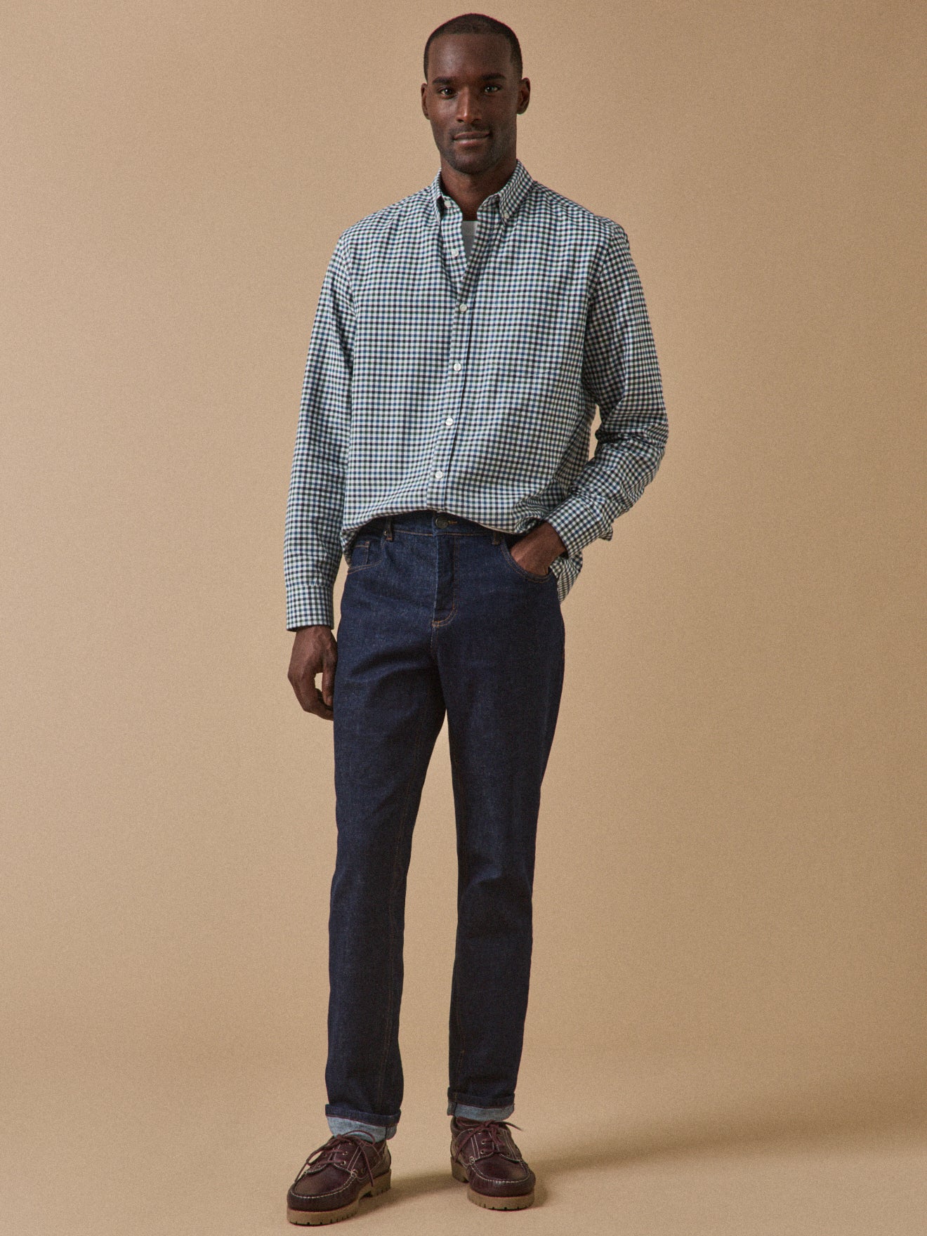 Chemise oxford carreaux homme coupe contemporaine