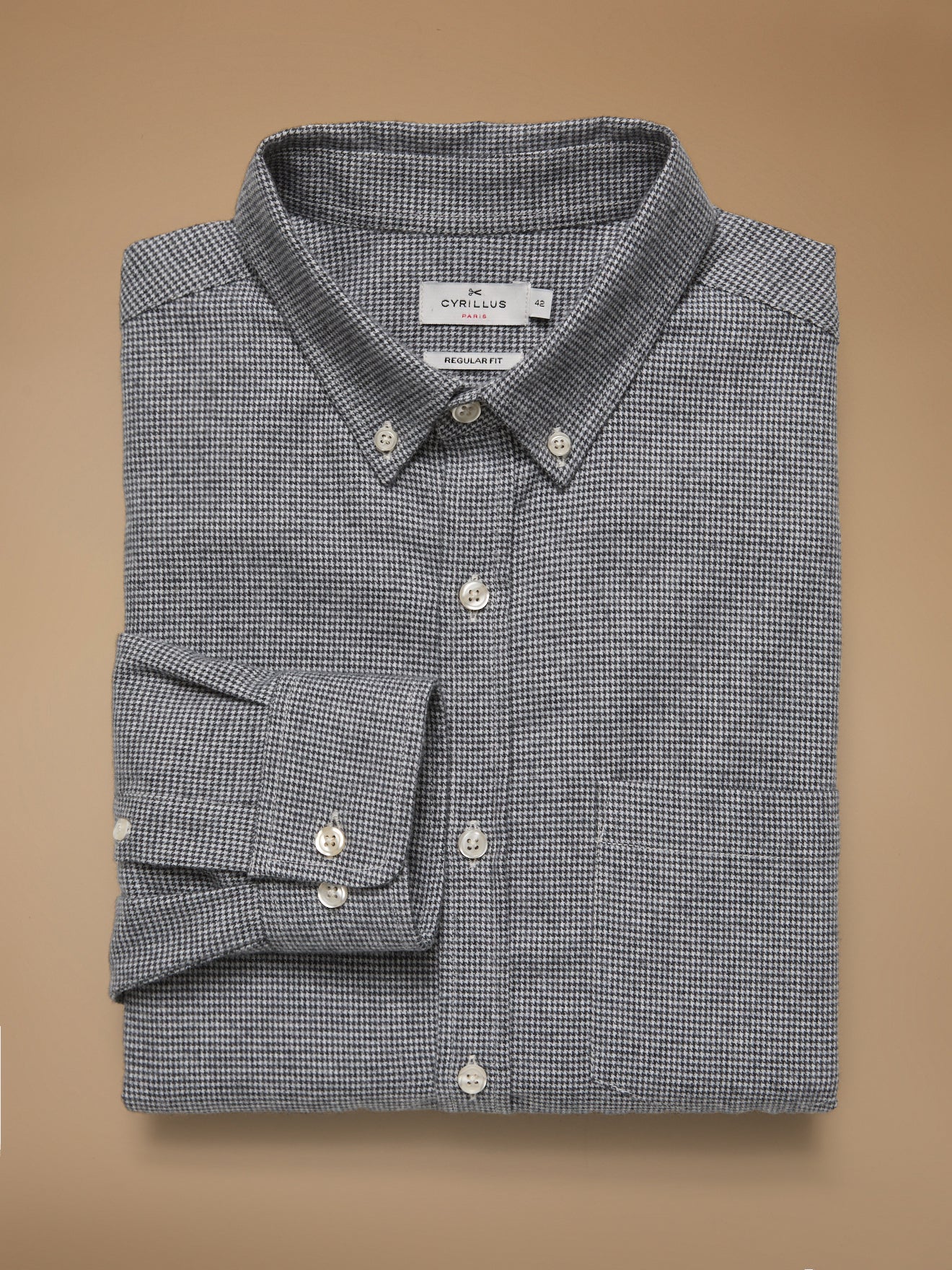 Hedendaags herenhemd in flanel met pied-de-puce