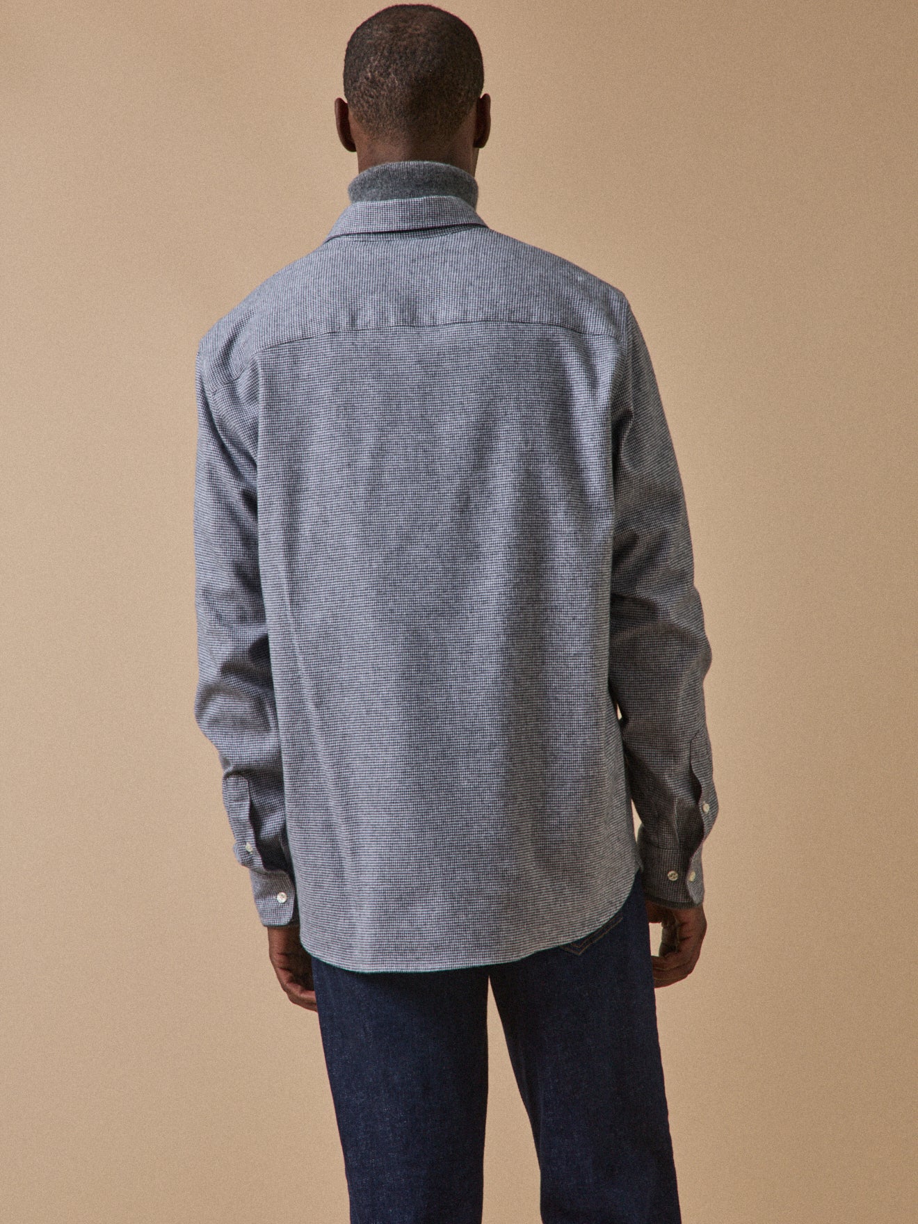 Hedendaags herenhemd in flanel met pied-de-puce