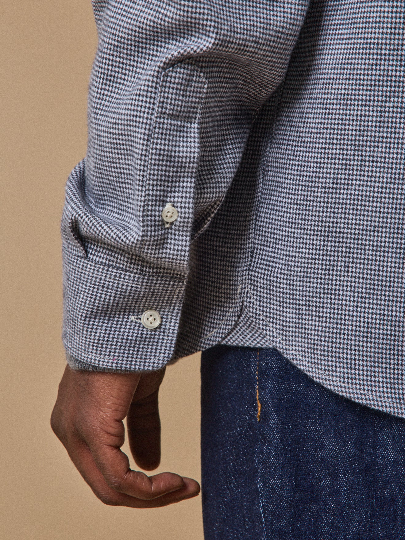 Hedendaags herenhemd in flanel met pied-de-puce