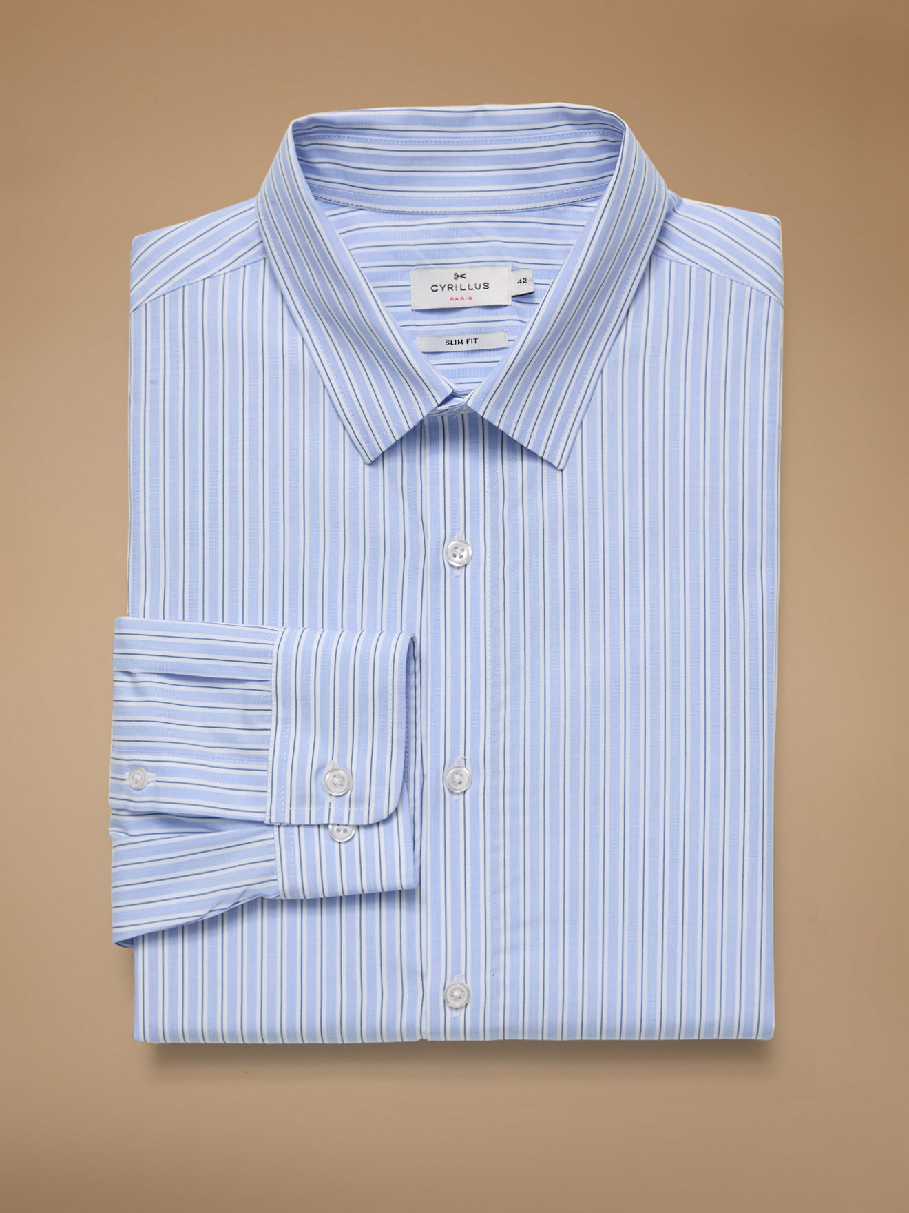 Slim fit herenhemd in gestreepte popeline