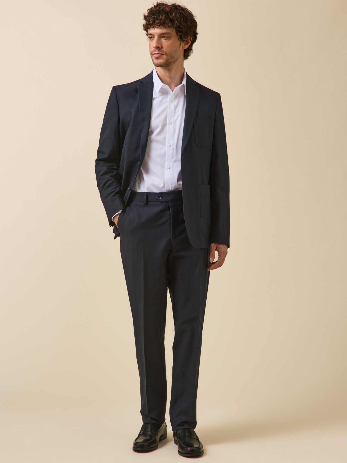 Hedendaags herenhemd in effen twill