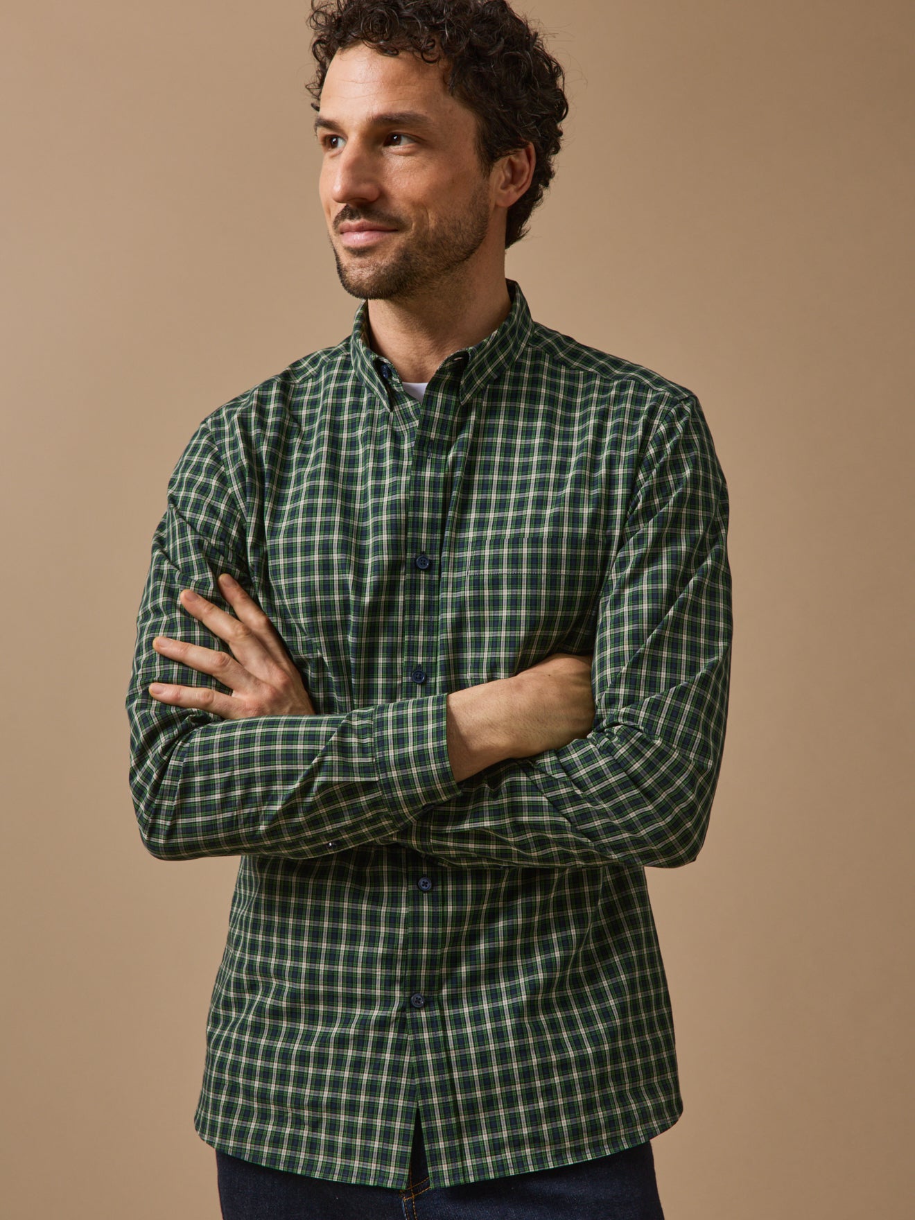 Geruit herenhemd in popeline - slim fit