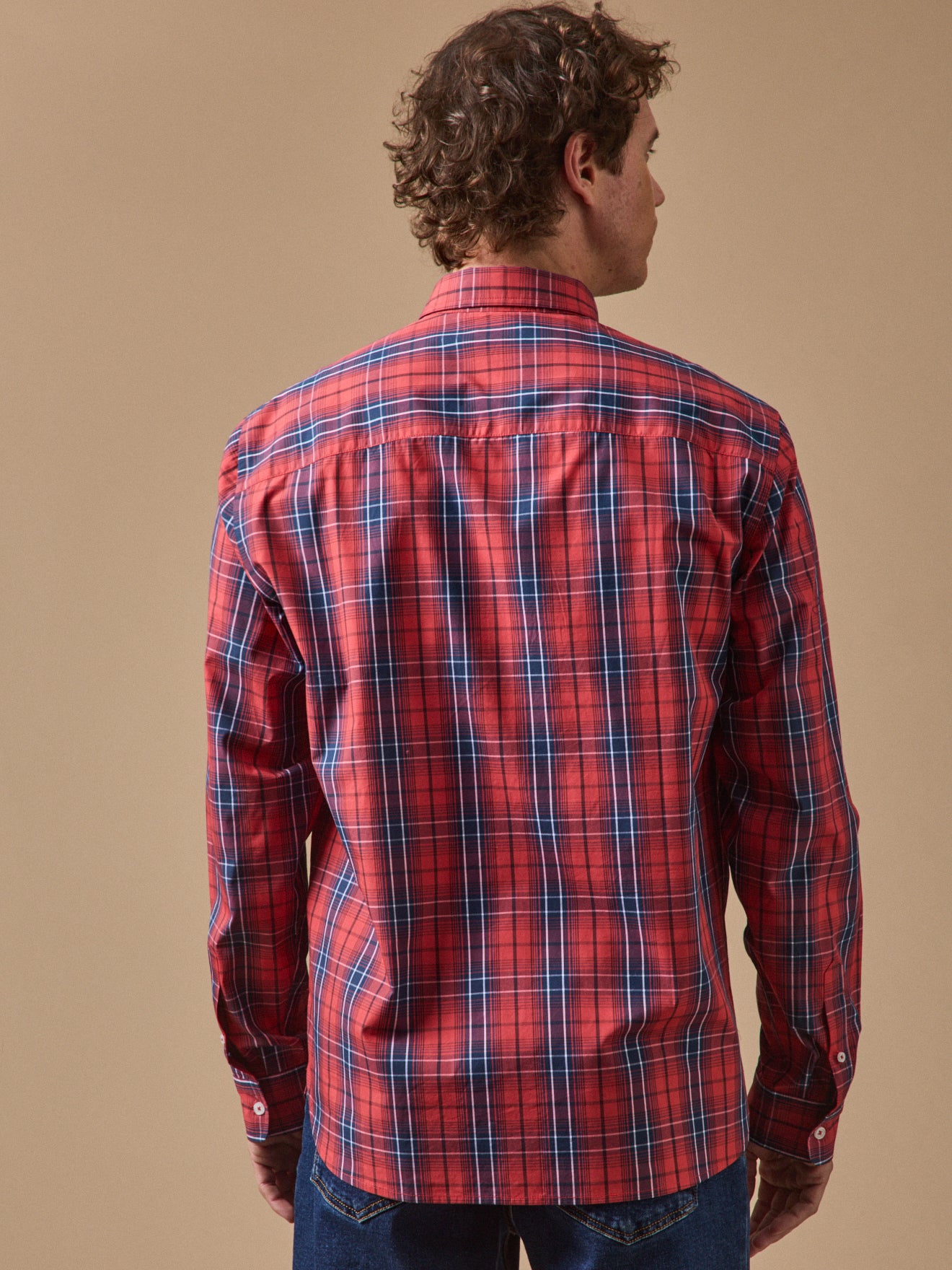 Chemise popeline carreaux homme - coupe contemporaine