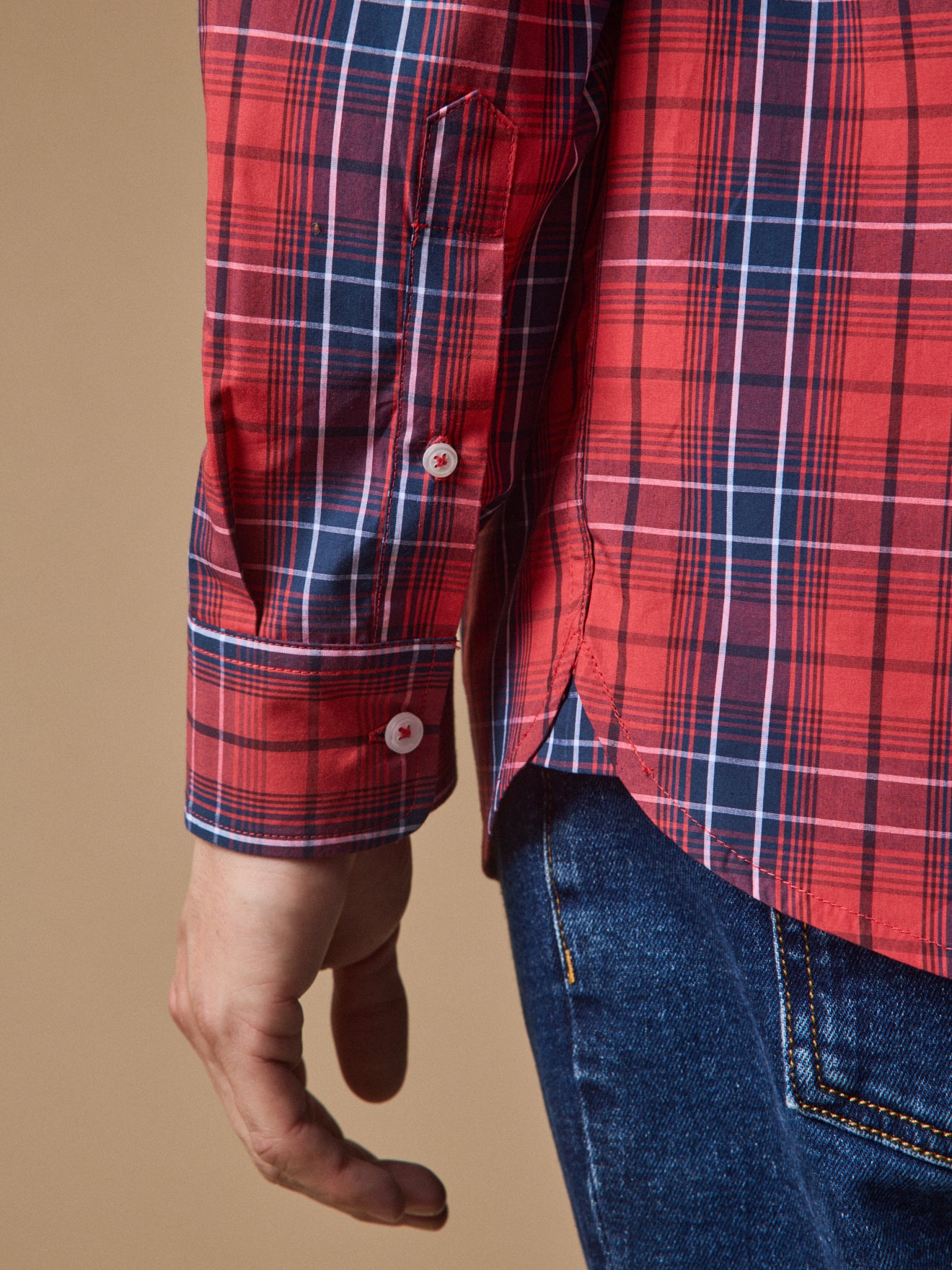 Chemise popeline carreaux homme - coupe contemporaine