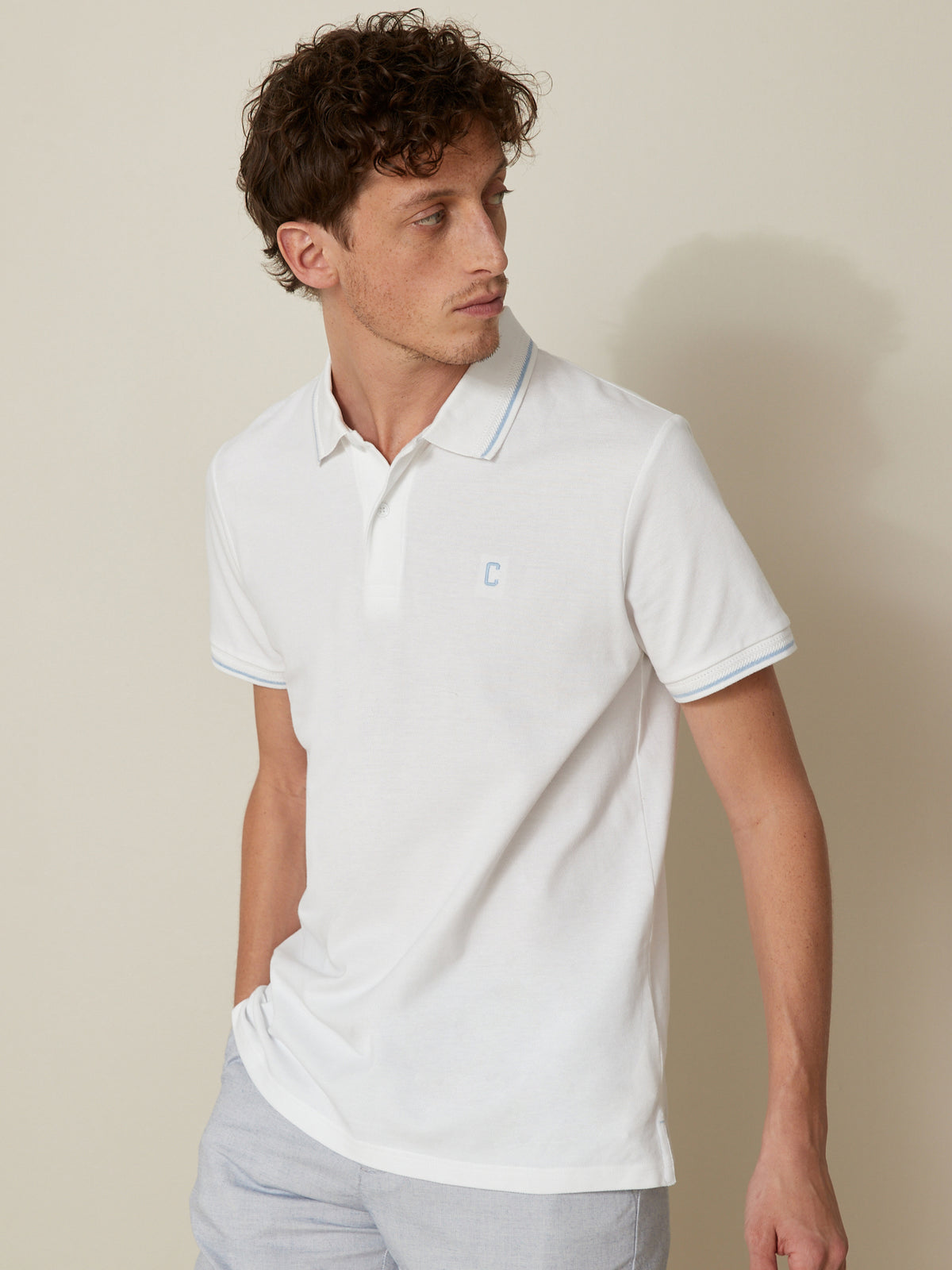 Tweekleurige polo in piquétricot - biokatoen