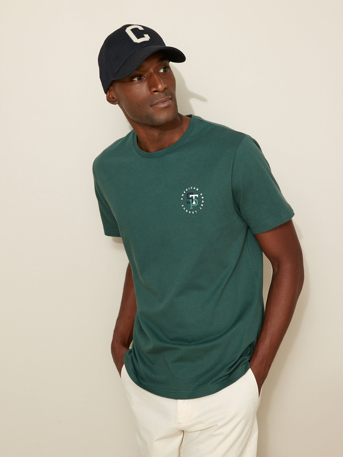 Herenshirt met badge-effect - biokatoen