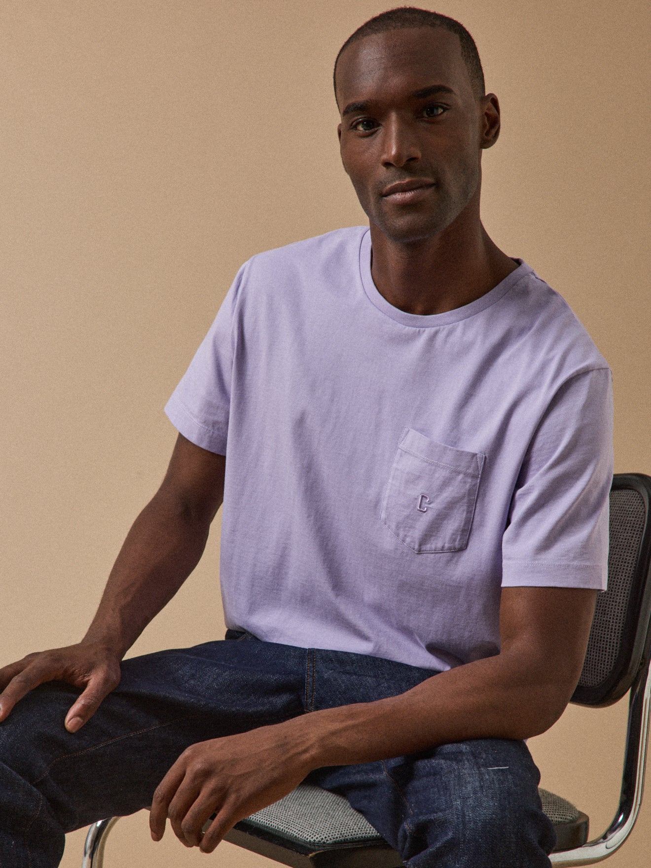 T-shirt uni brodé homme coton biologique