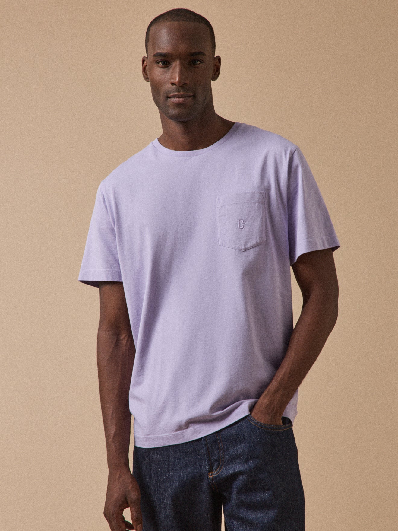Effen herenshirt met borduursel - biokatoen