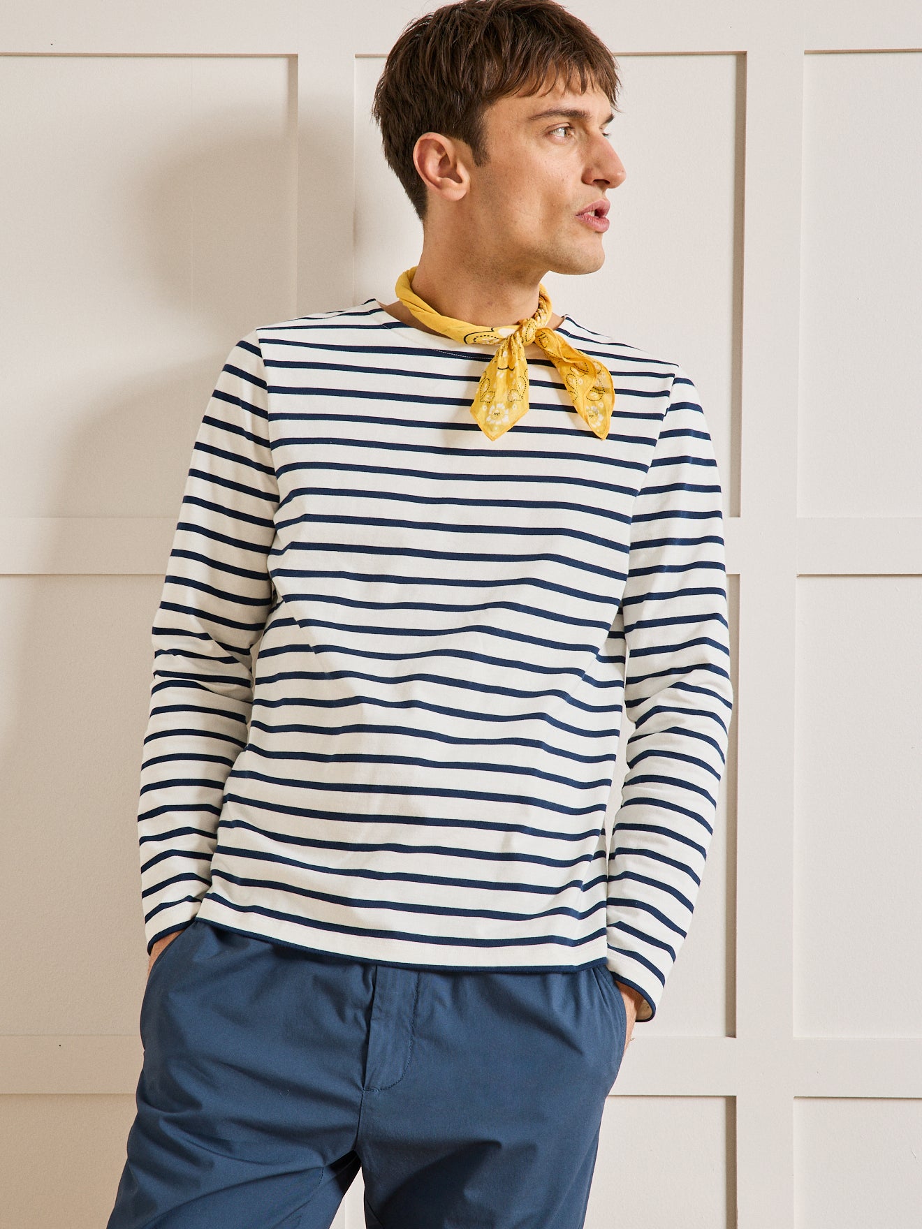 Herenshirt met marinestrepen - biokatoen