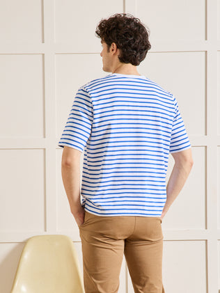 Gestreept relax fit herenshirt in biokatoen