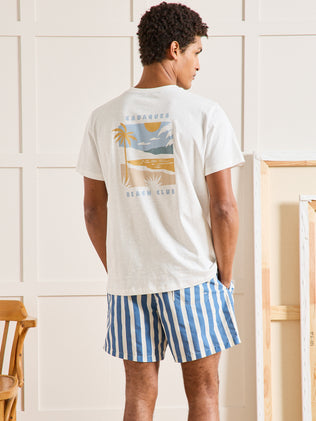 Herenshirt in biokatoen met motief voor en achter