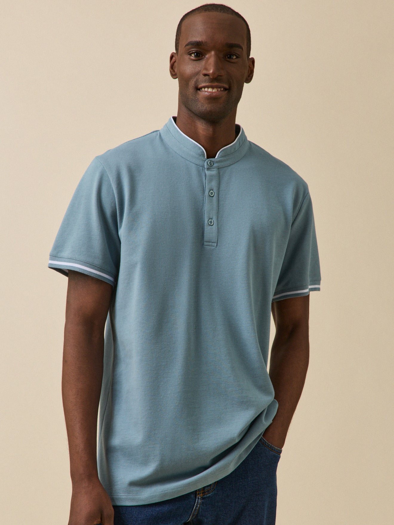 Herenpolo met officierenkraag - biokatoen