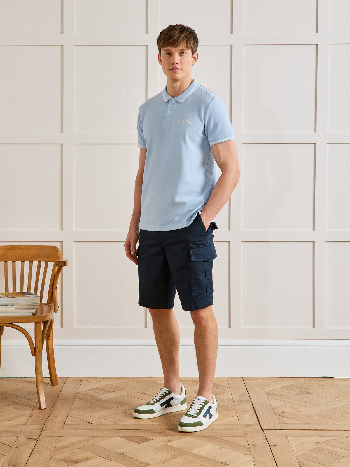Polo bicolore maille piquée homme coton biologique