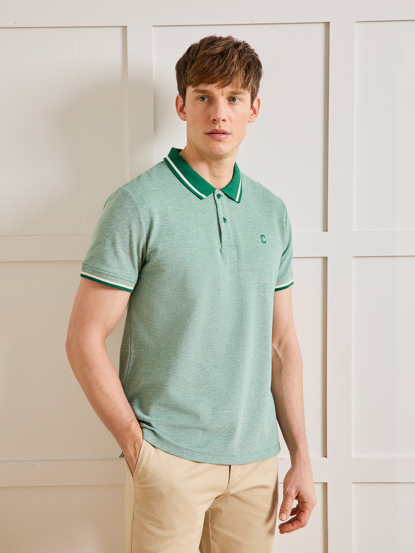 Polo maille piquée effet chiné homme coton biologique