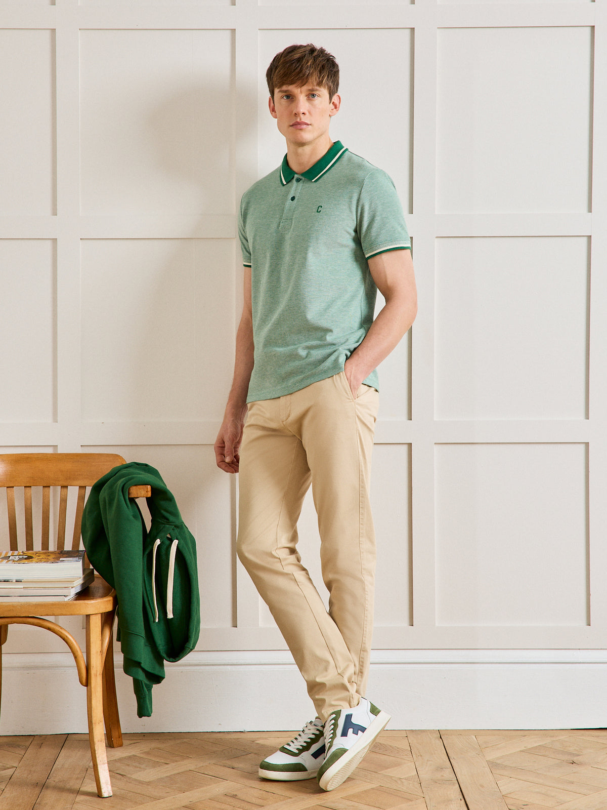 Polo maille piquée effet chiné homme coton biologique
