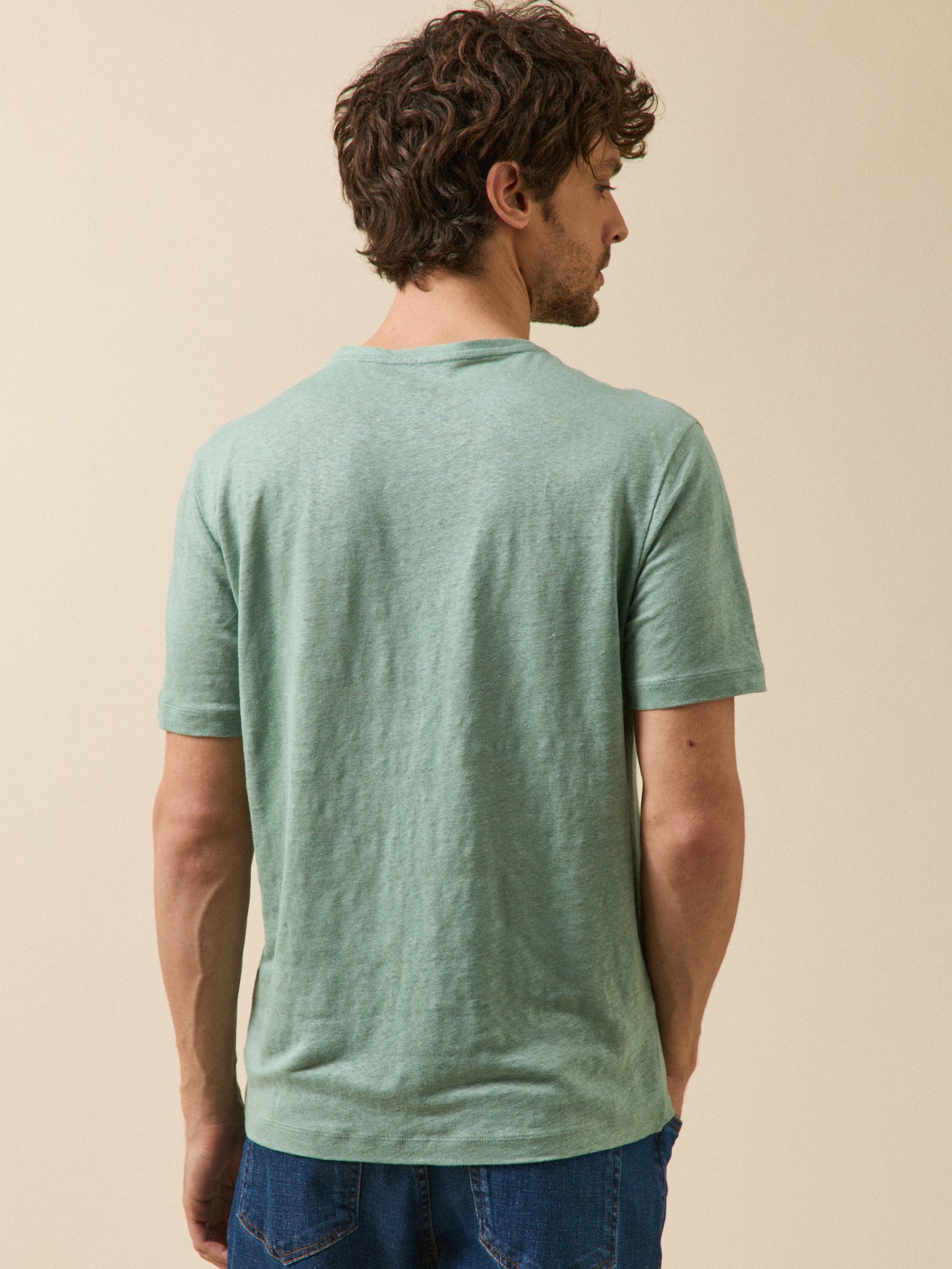 Herenshirt met ronde hals - linnen