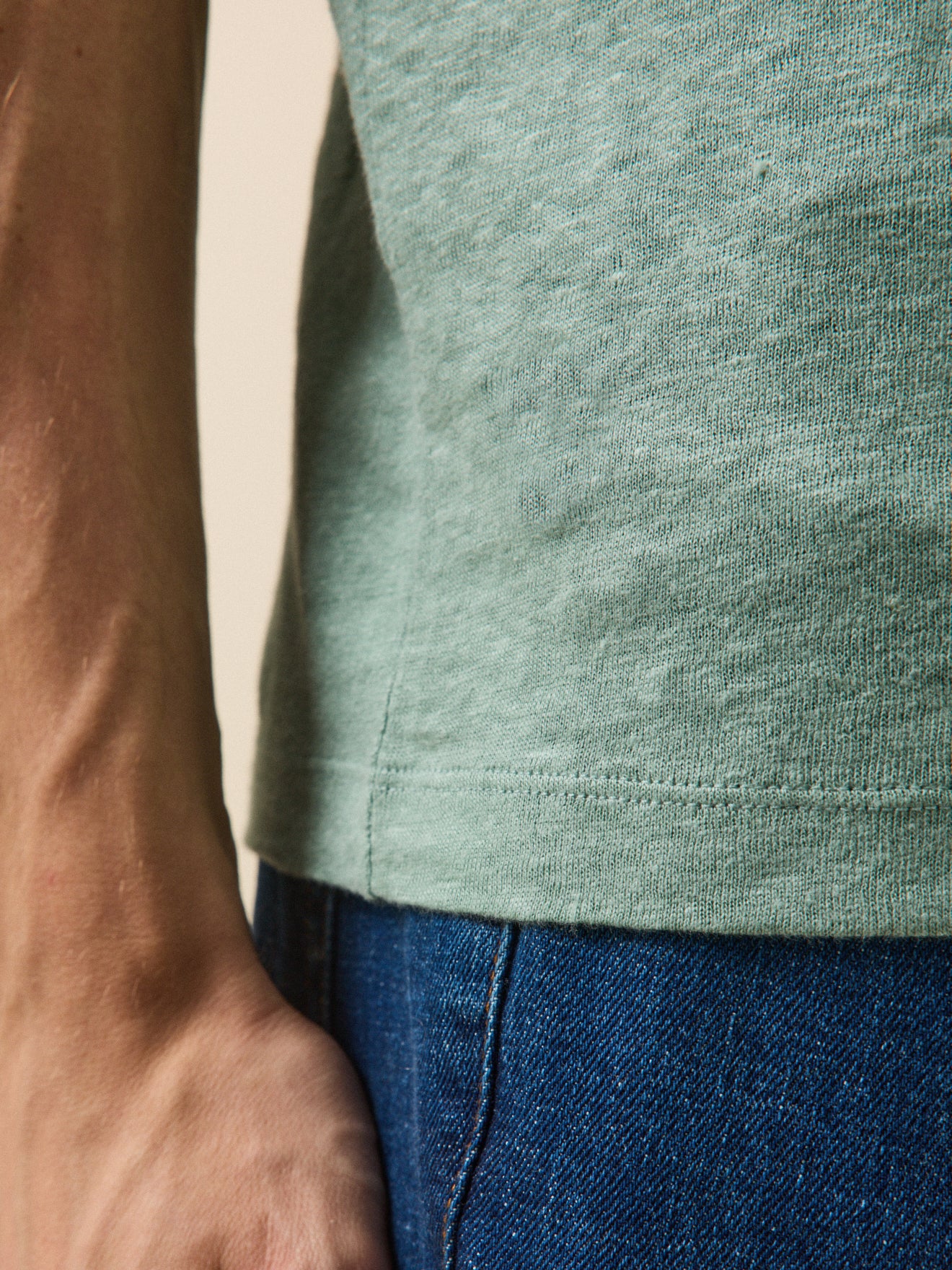 Herenshirt met ronde hals - linnen