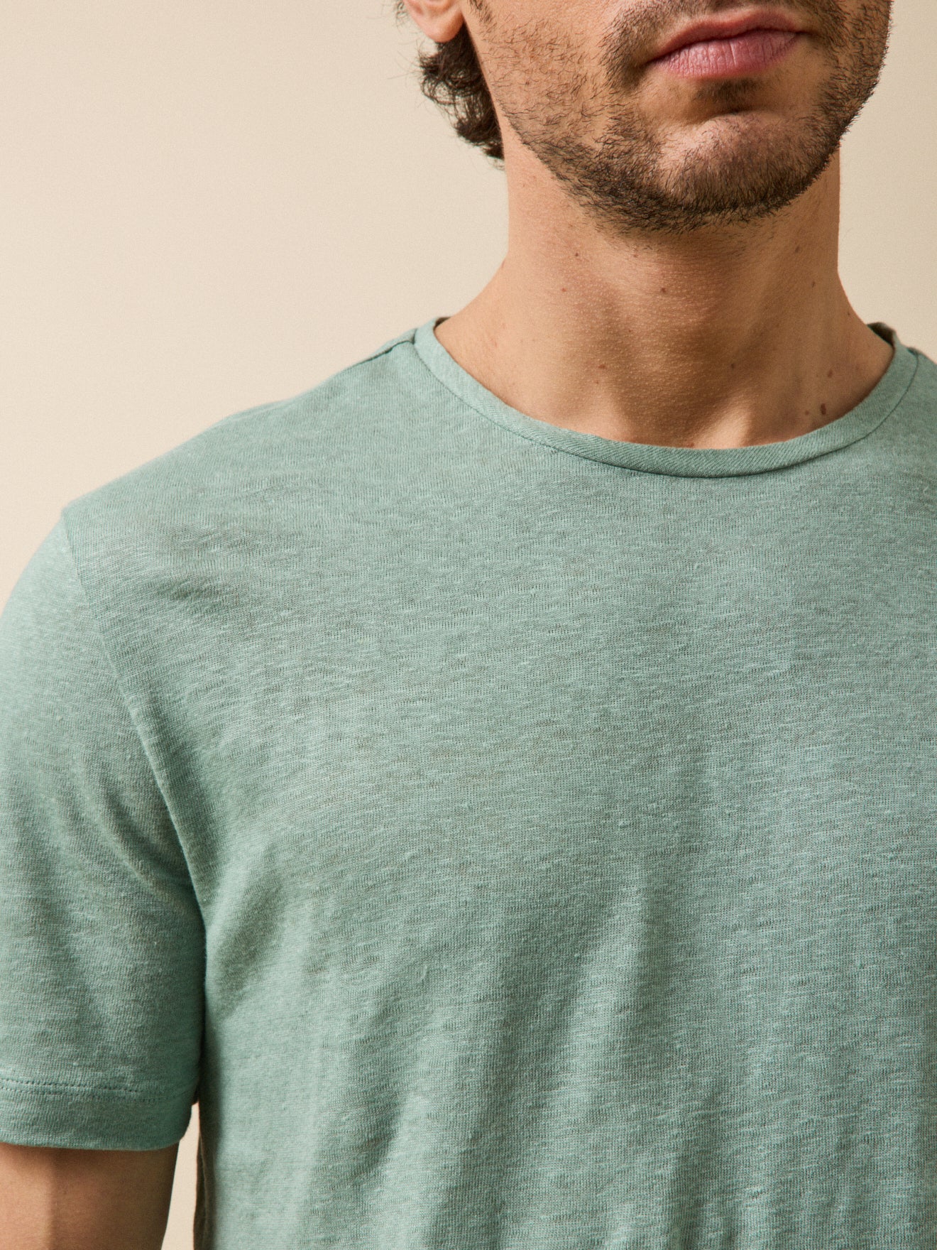 Herenshirt met ronde hals - linnen