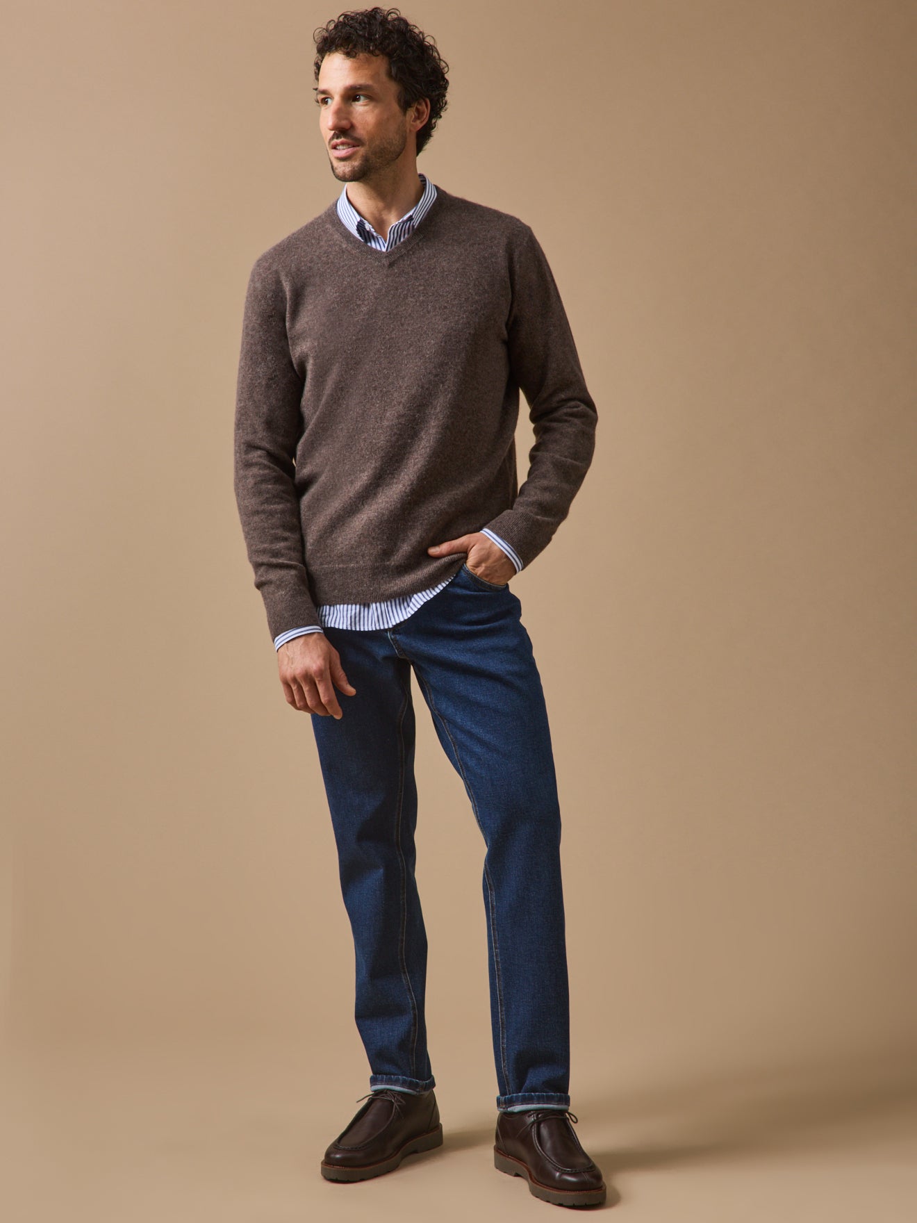 Herentrui met V-hals - Kasjmier collectie