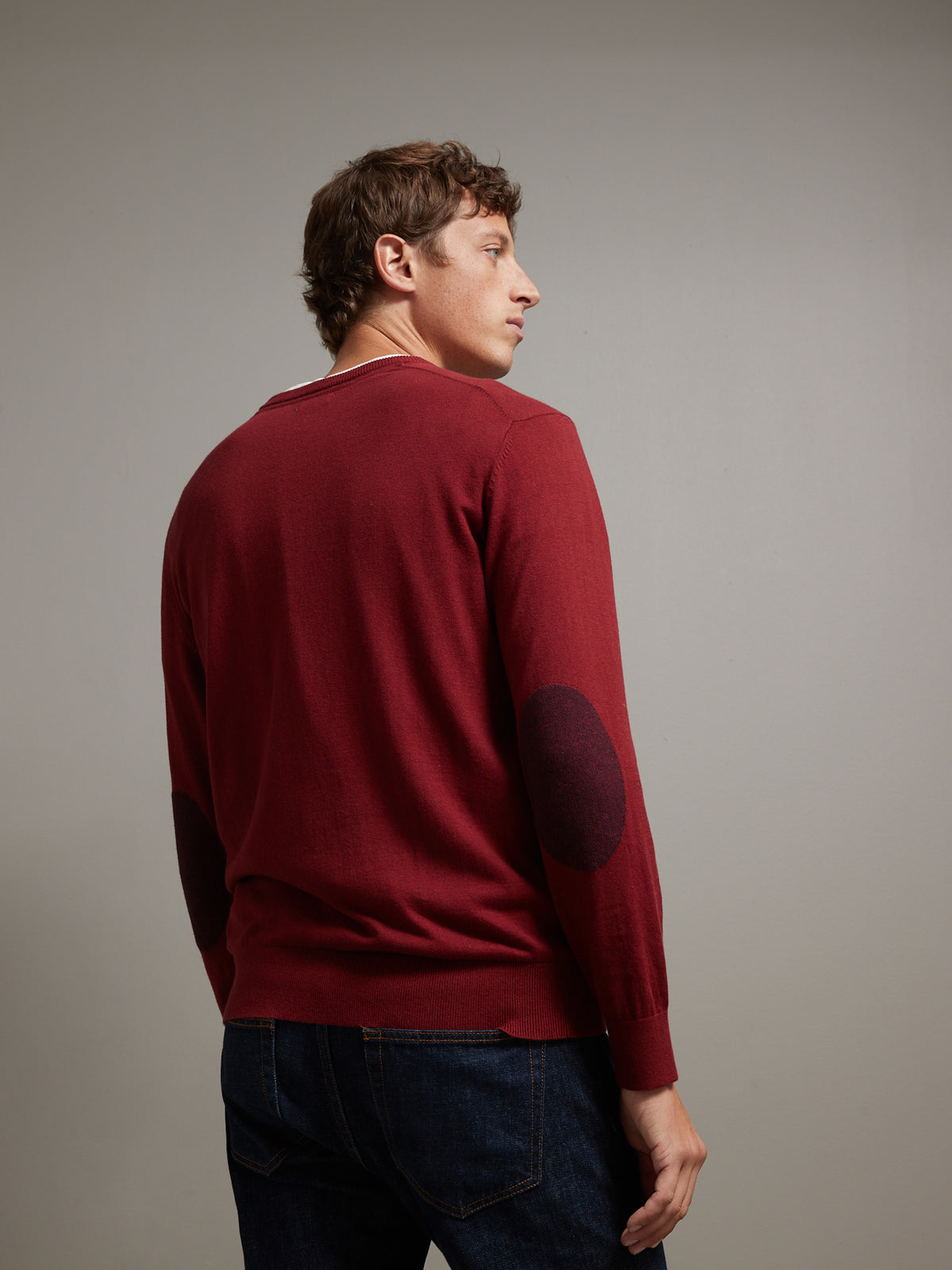 Pull col V homme coton, soie et cachemire