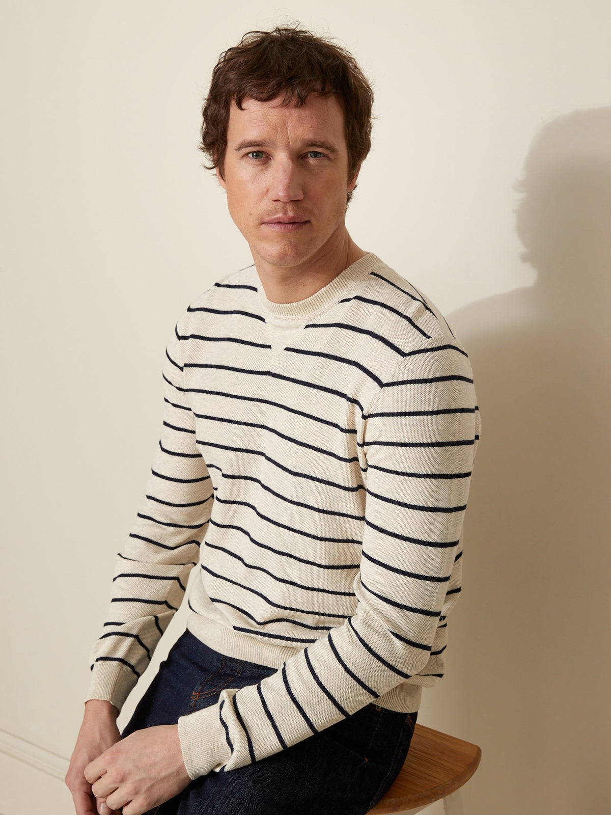 Pull col rond rayé homme