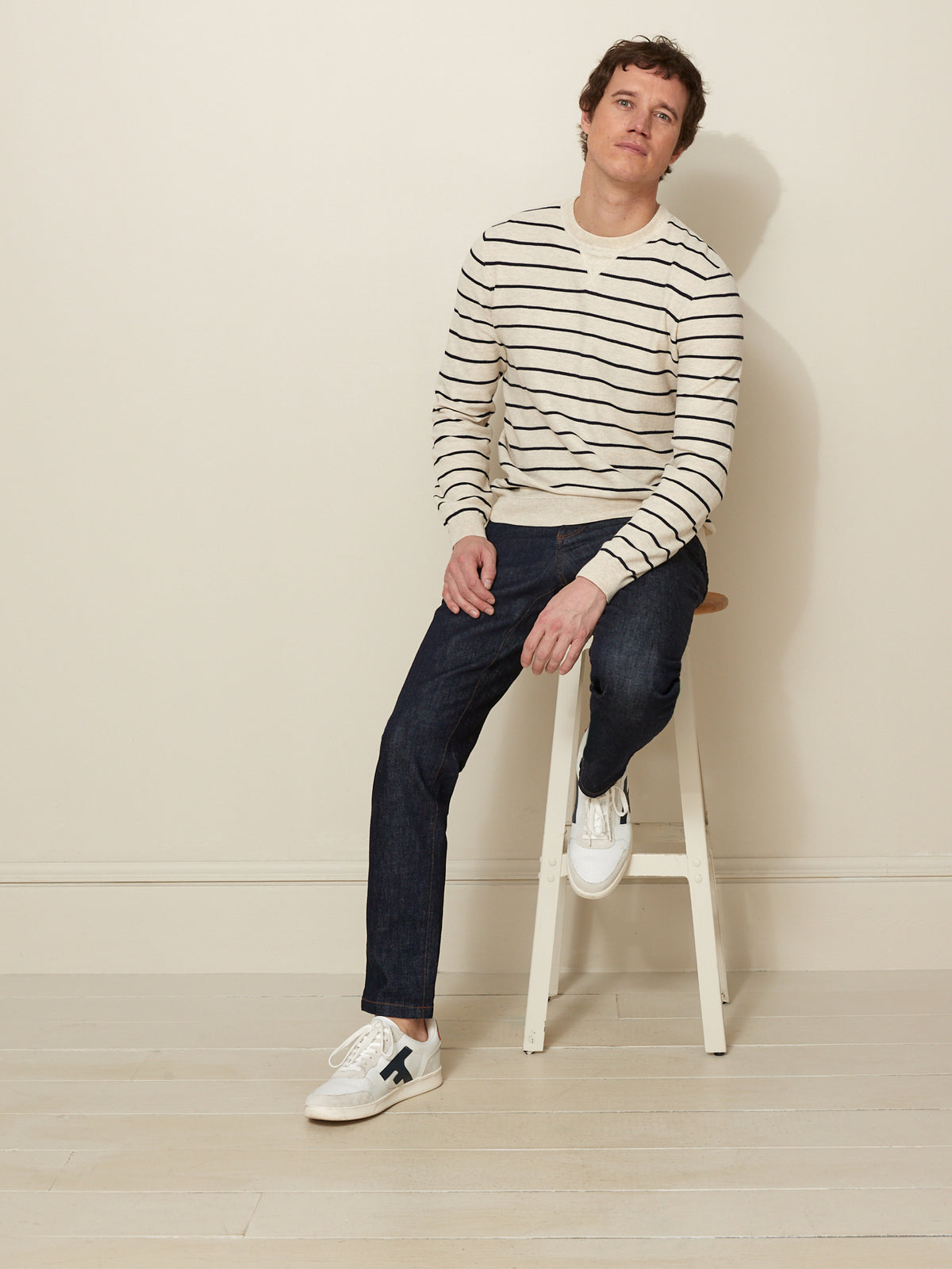 Pull col rond rayé homme