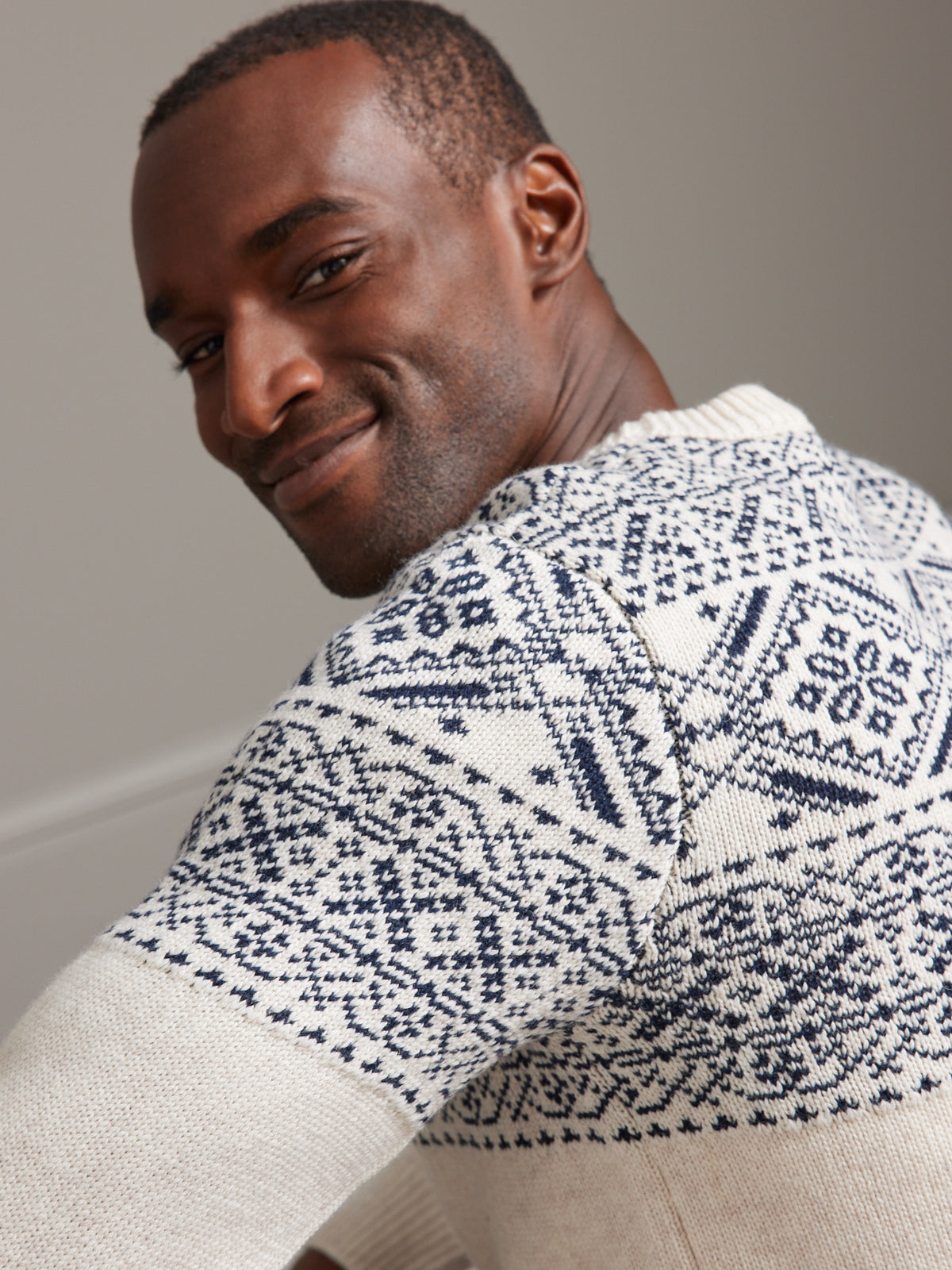 Herentrui met ronde hals - Jacquard family collection
