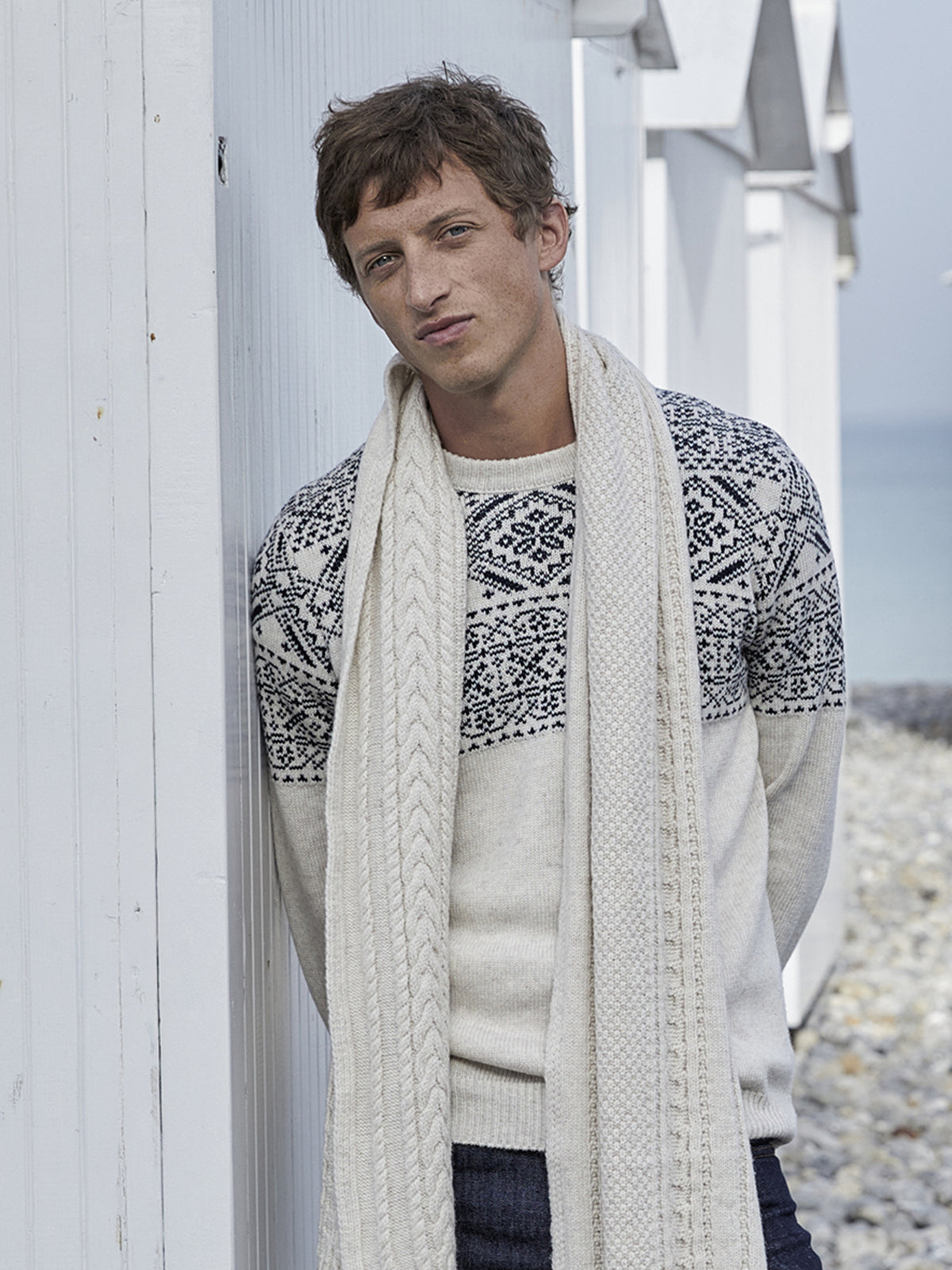 Herentrui met ronde hals - Jacquard family collection