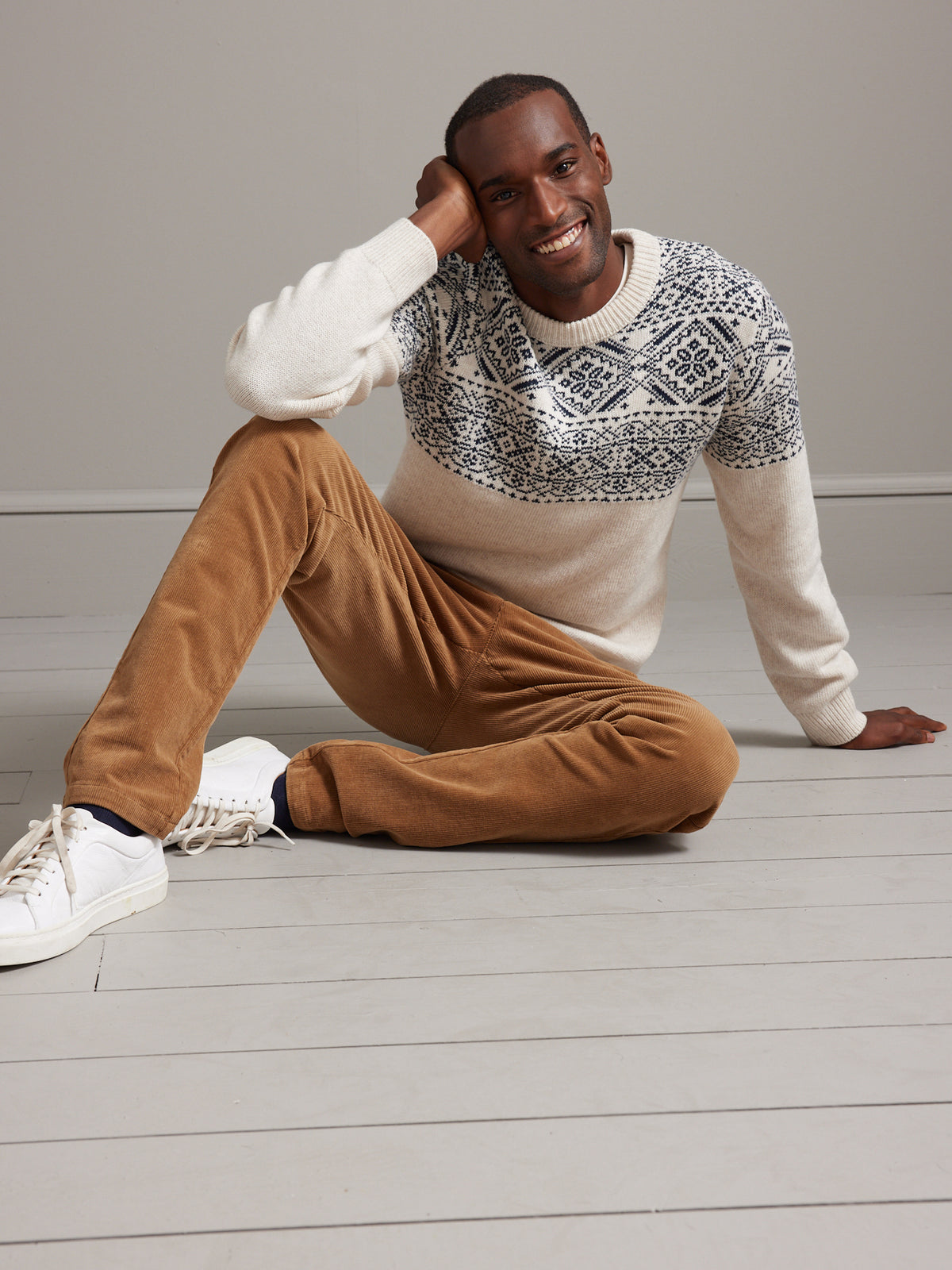 Herentrui met ronde hals - Jacquard family collection
