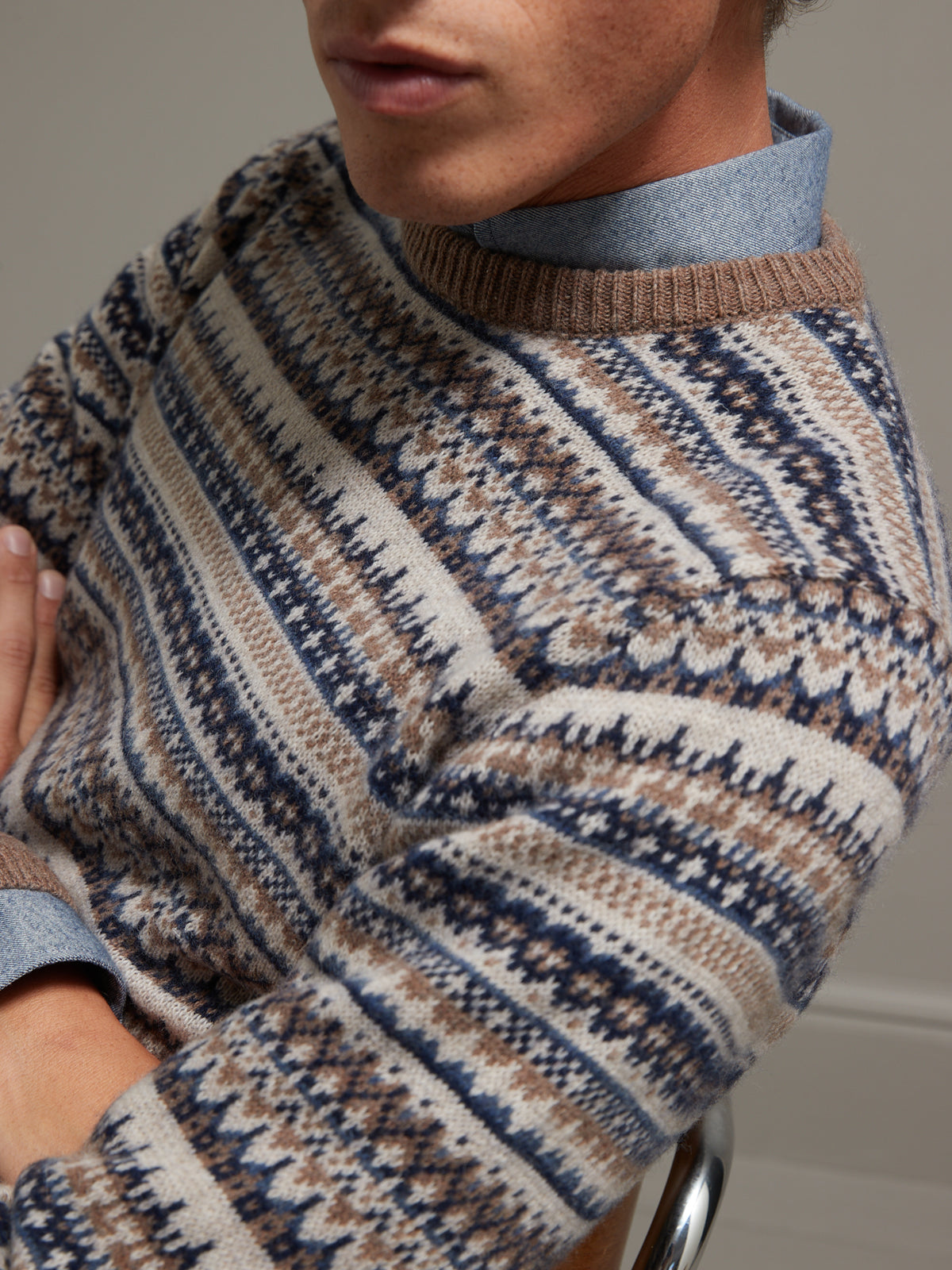 Pull col rond jacquard homme