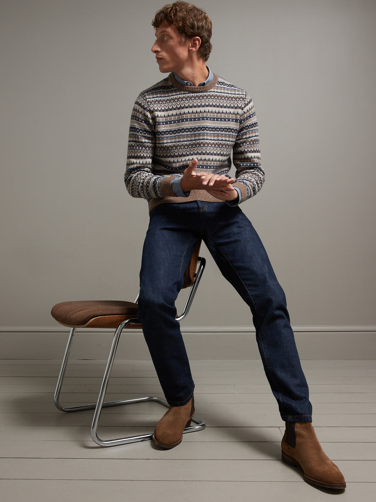 Pull col rond jacquard homme