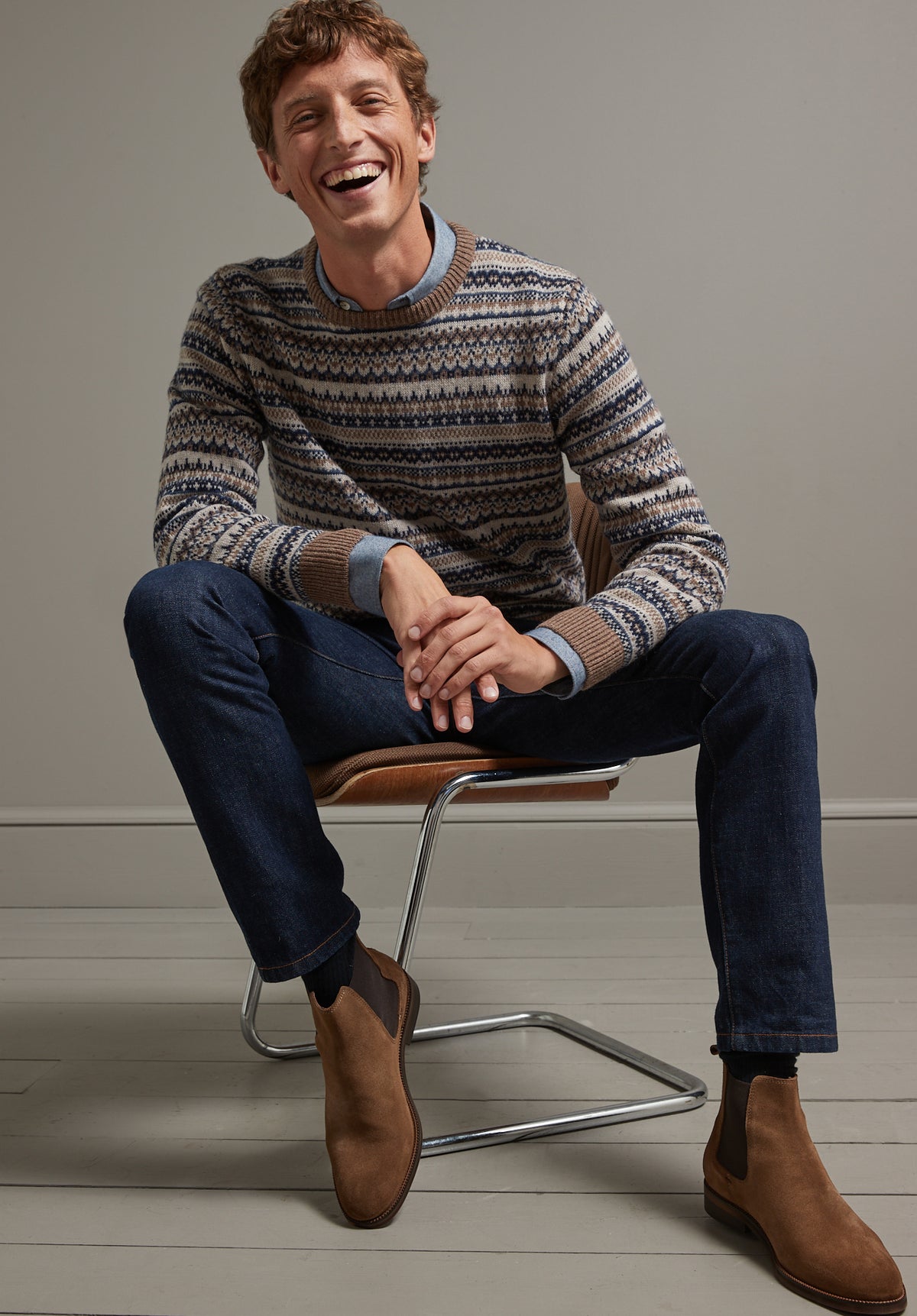 Pull col rond jacquard homme