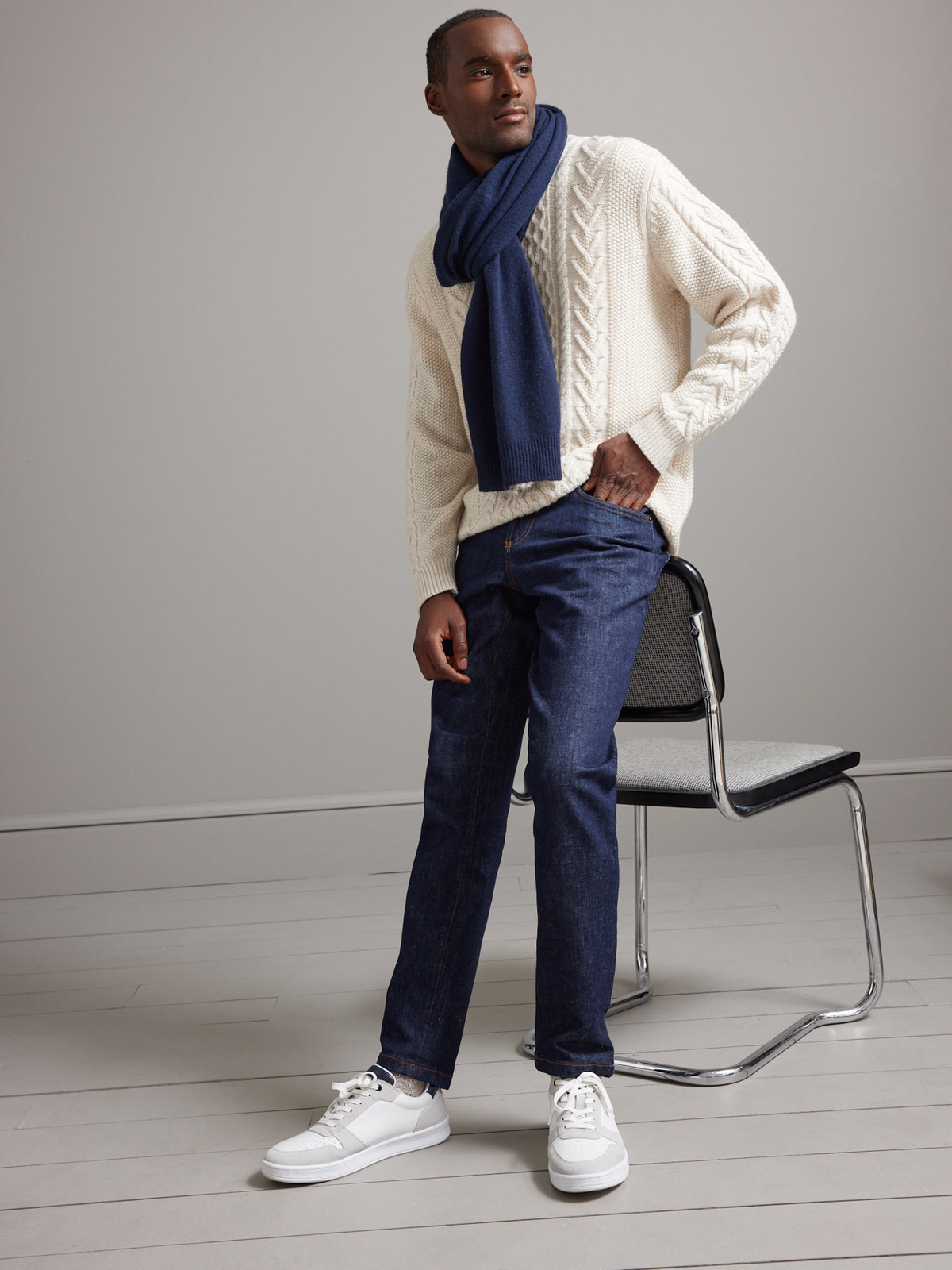 Pull torsadé homme avec laine recyclée