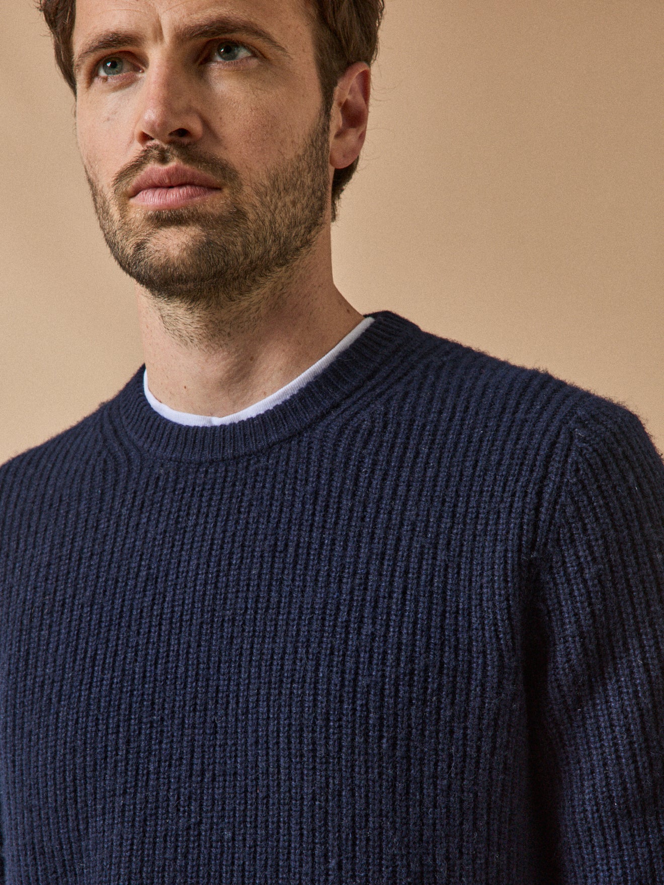 Herentrui met ronde hals in ribtricot
