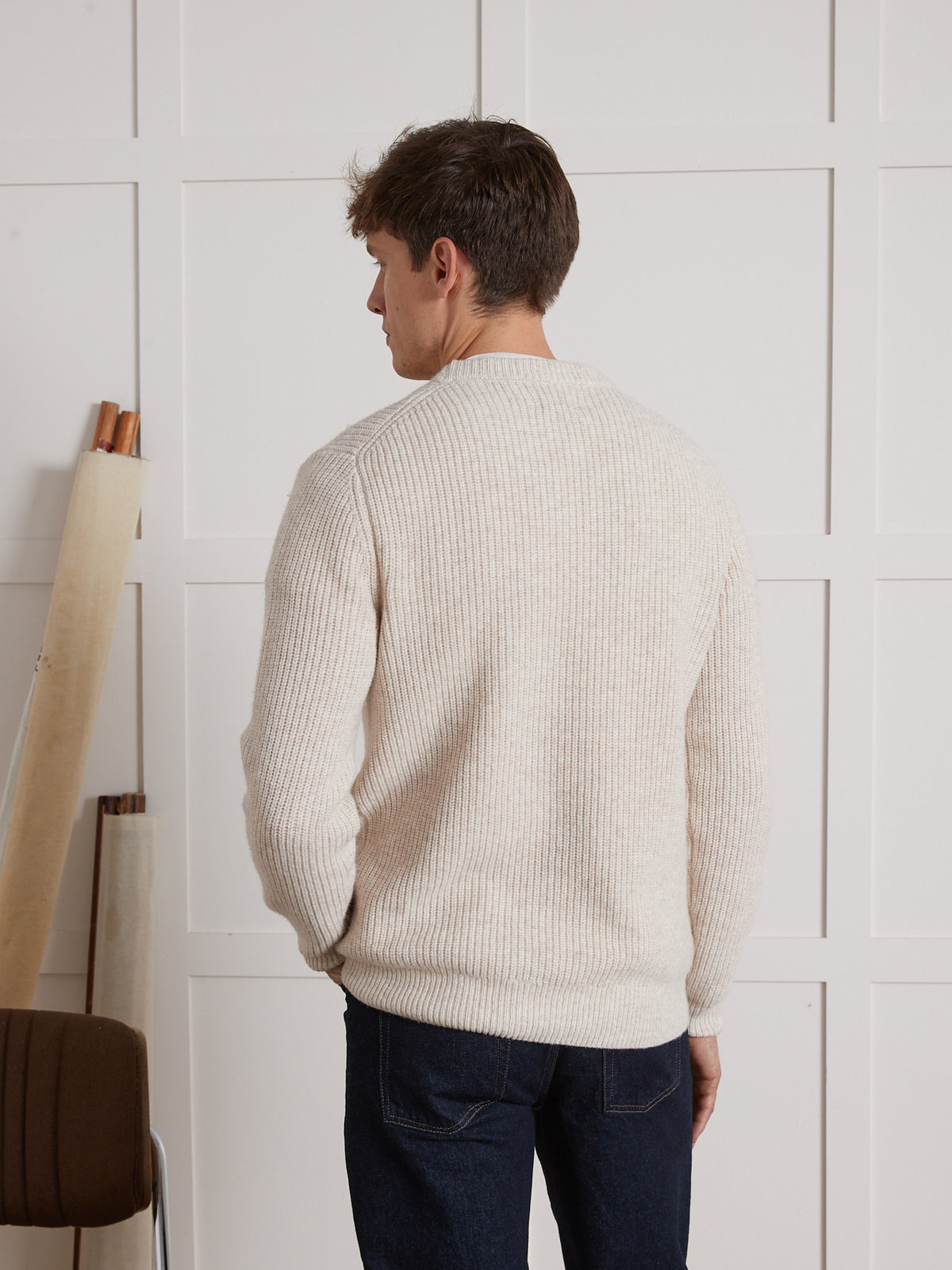 Herentrui met ronde hals in ribtricot