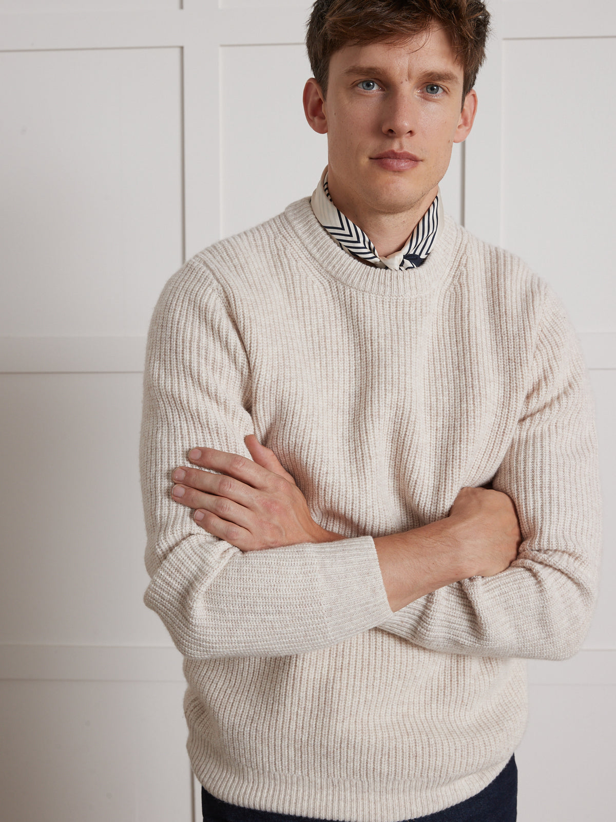 Herentrui met ronde hals in ribtricot