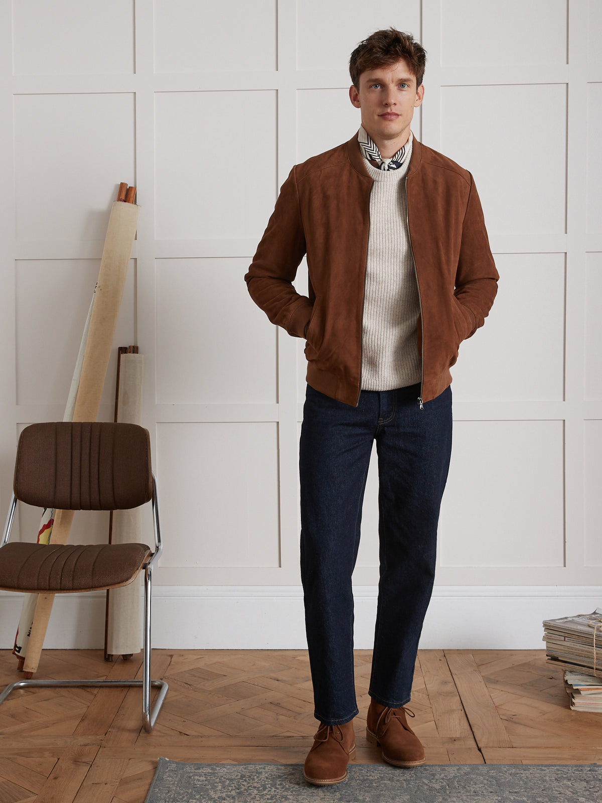 Herentrui met ronde hals in ribtricot