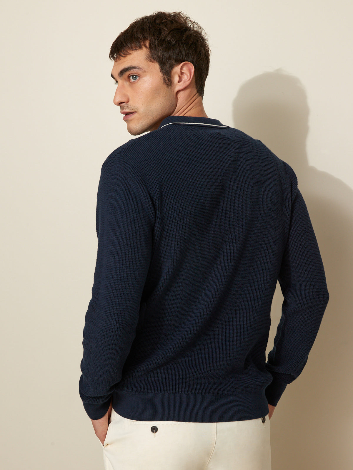 Pull coton col requin homme