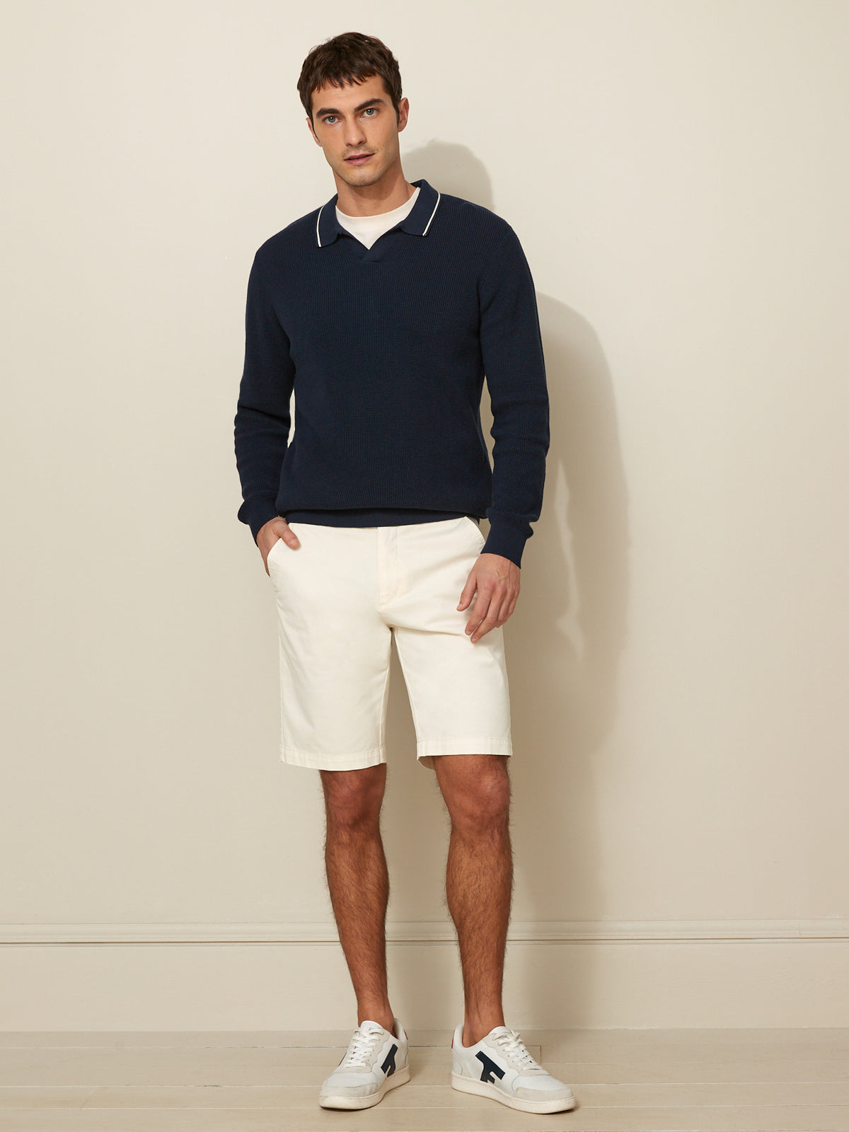 Pull coton col requin homme
