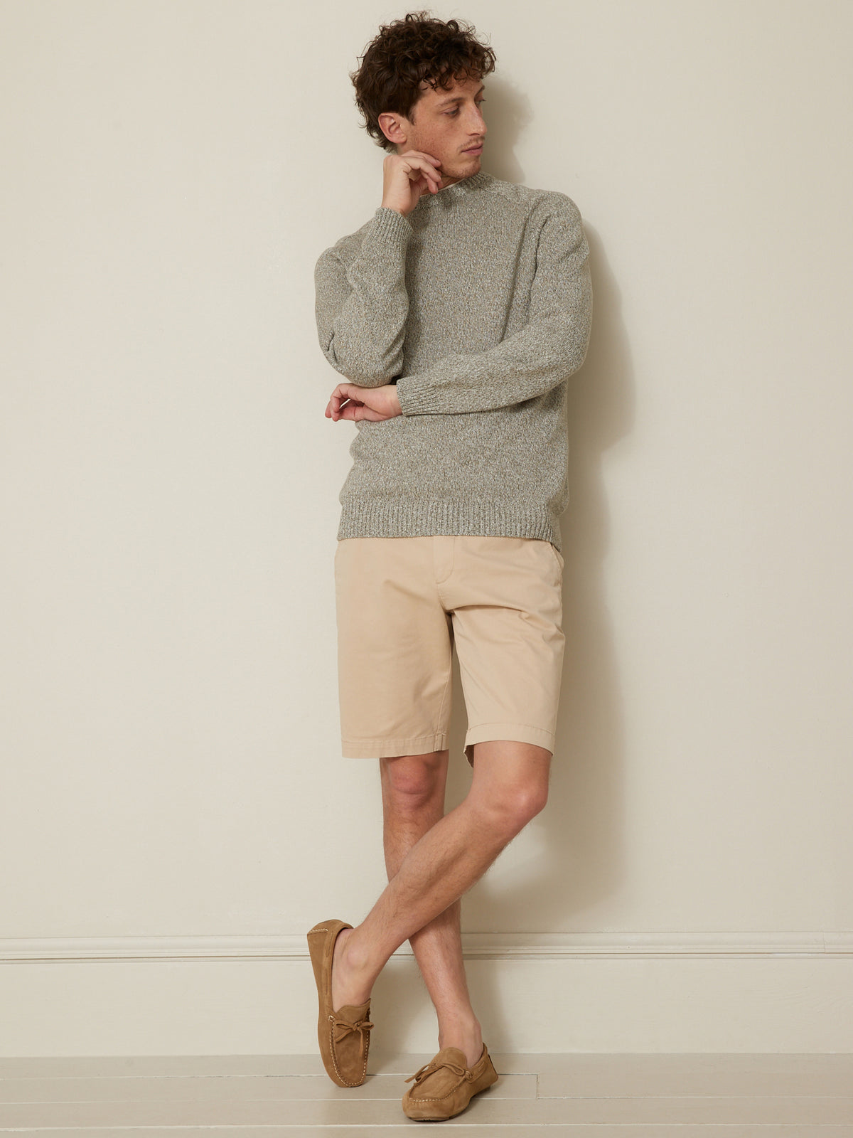 Pull coton mouliné col rond homme