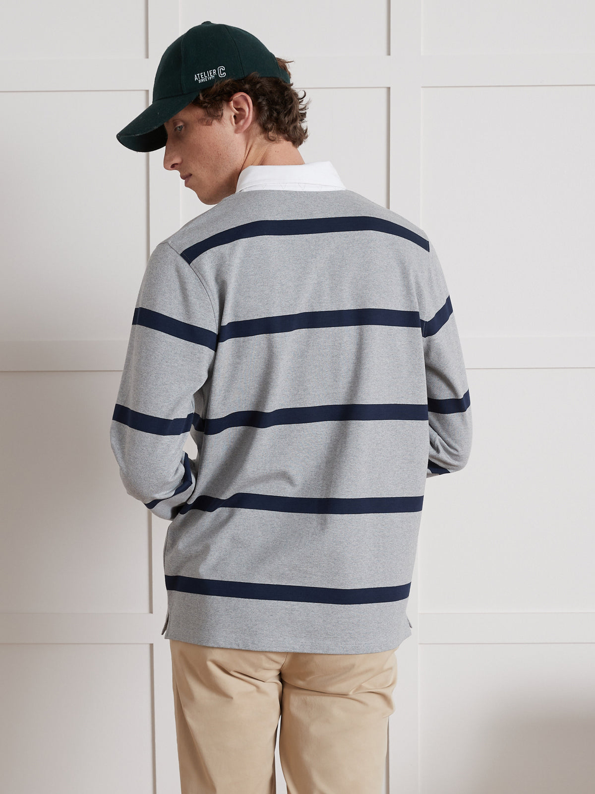 Pull rayé col polo homme - coton biologique