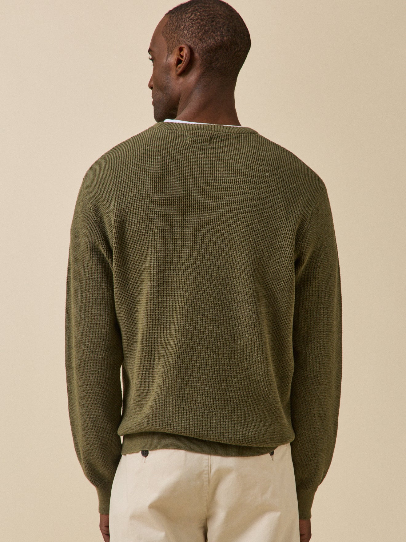 Herentrui met ronde hals in gewafeld tricot