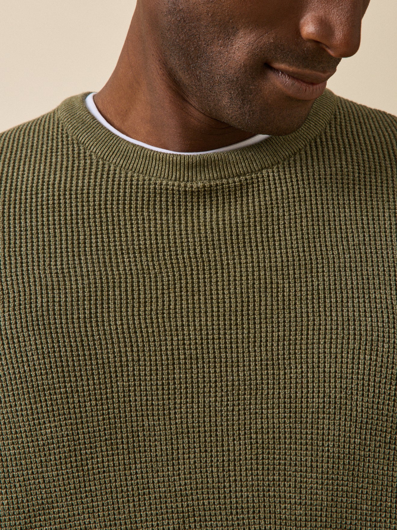 Herentrui met ronde hals in gewafeld tricot