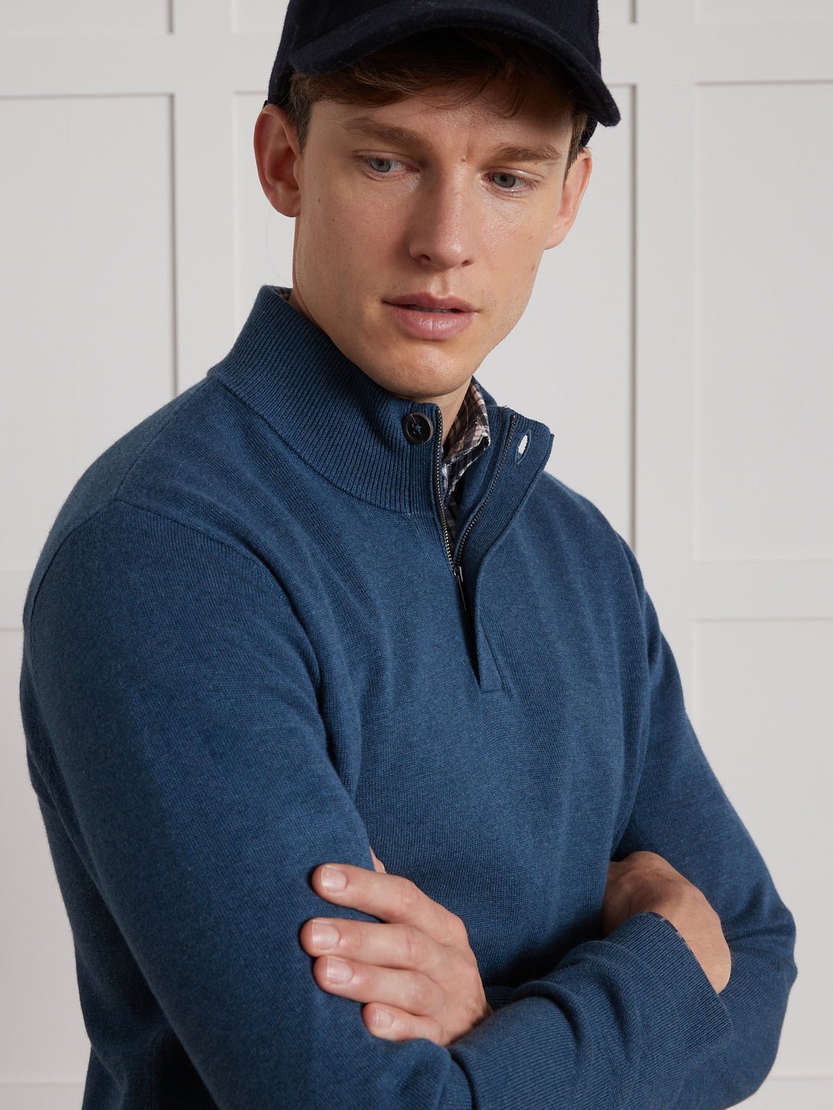Pull col montant homme coton, soie et cachemire