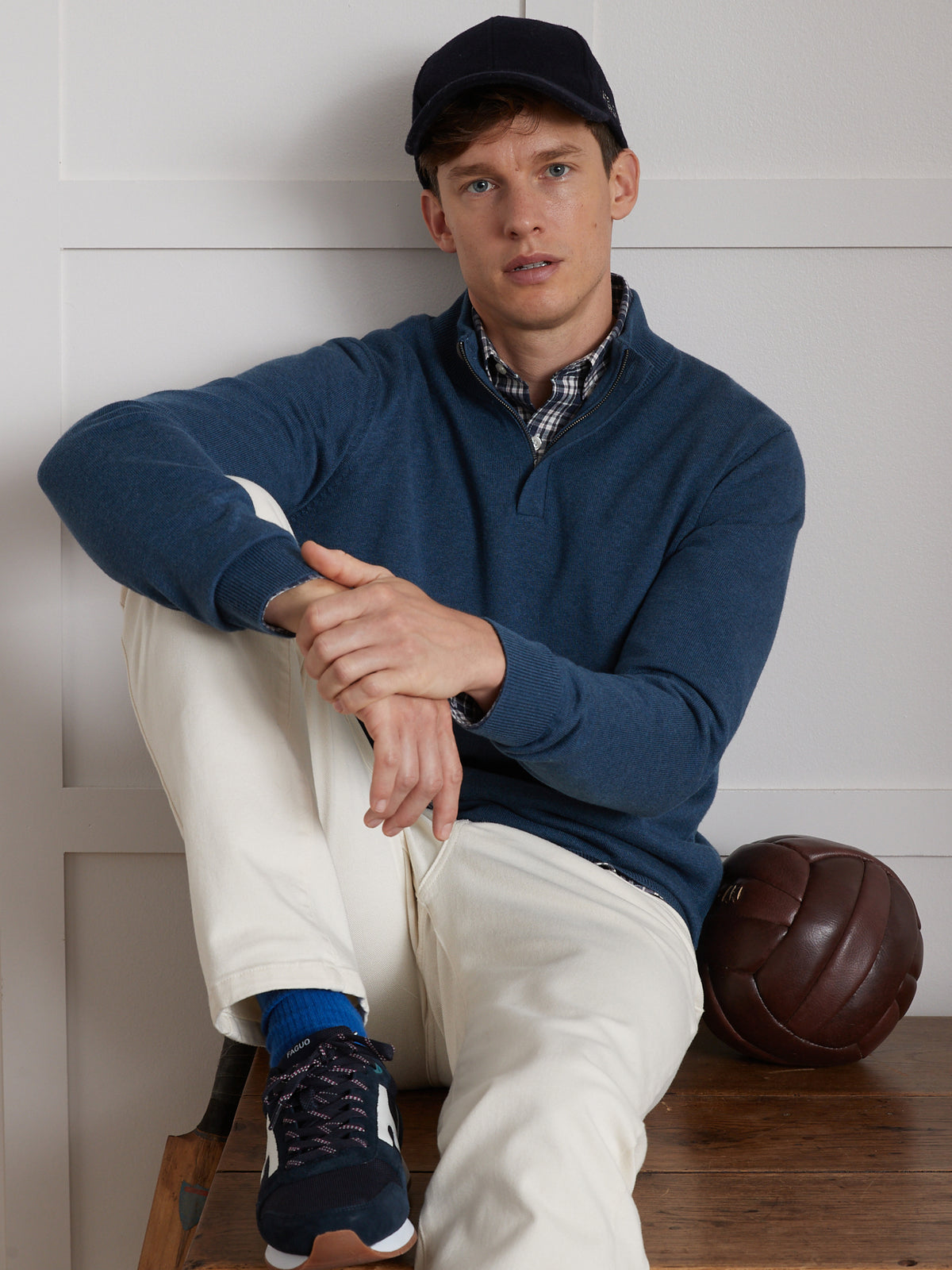 Pull col montant homme coton, soie et cachemire
